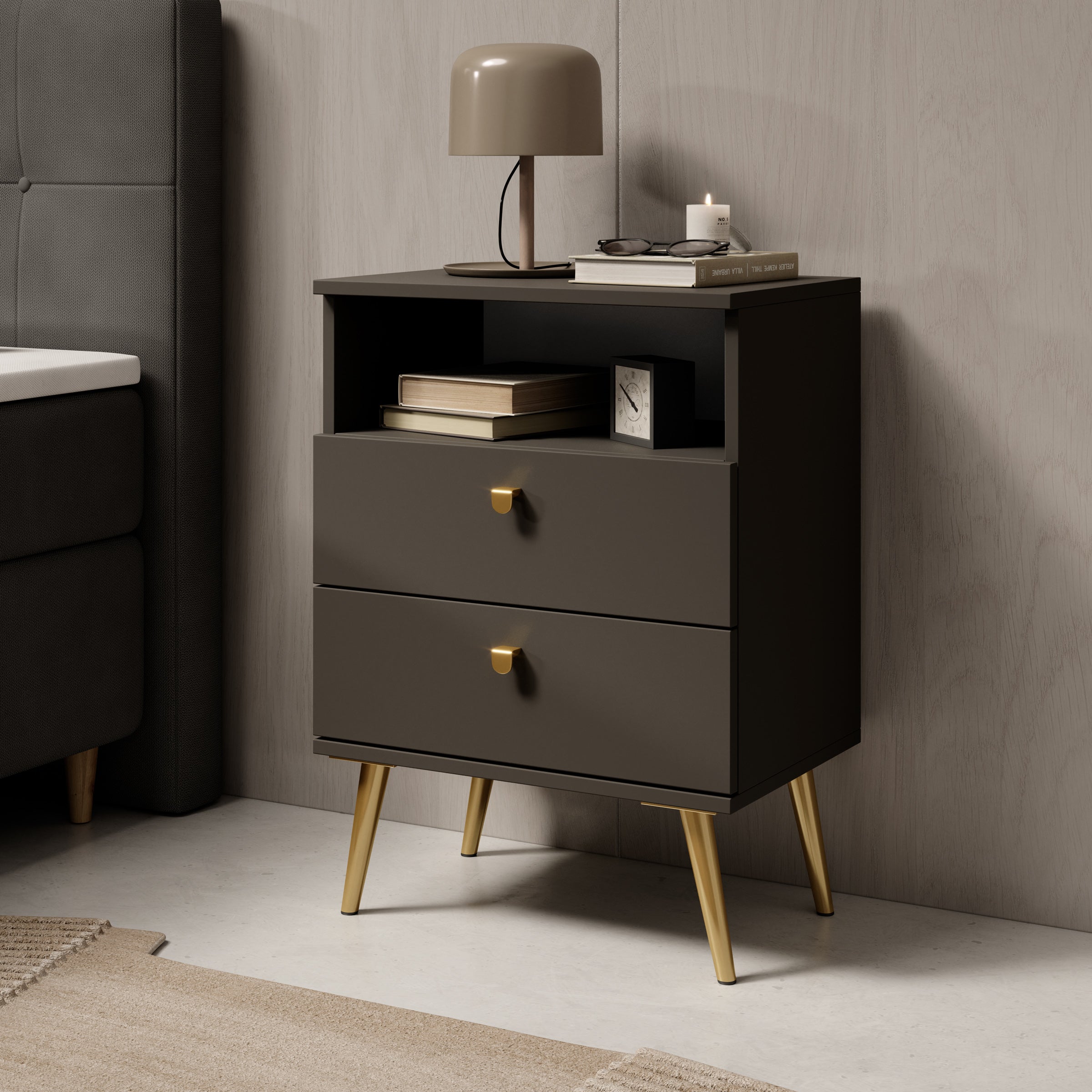 Hidde - Nachtkastje - Bruin - 50x36x69 cm