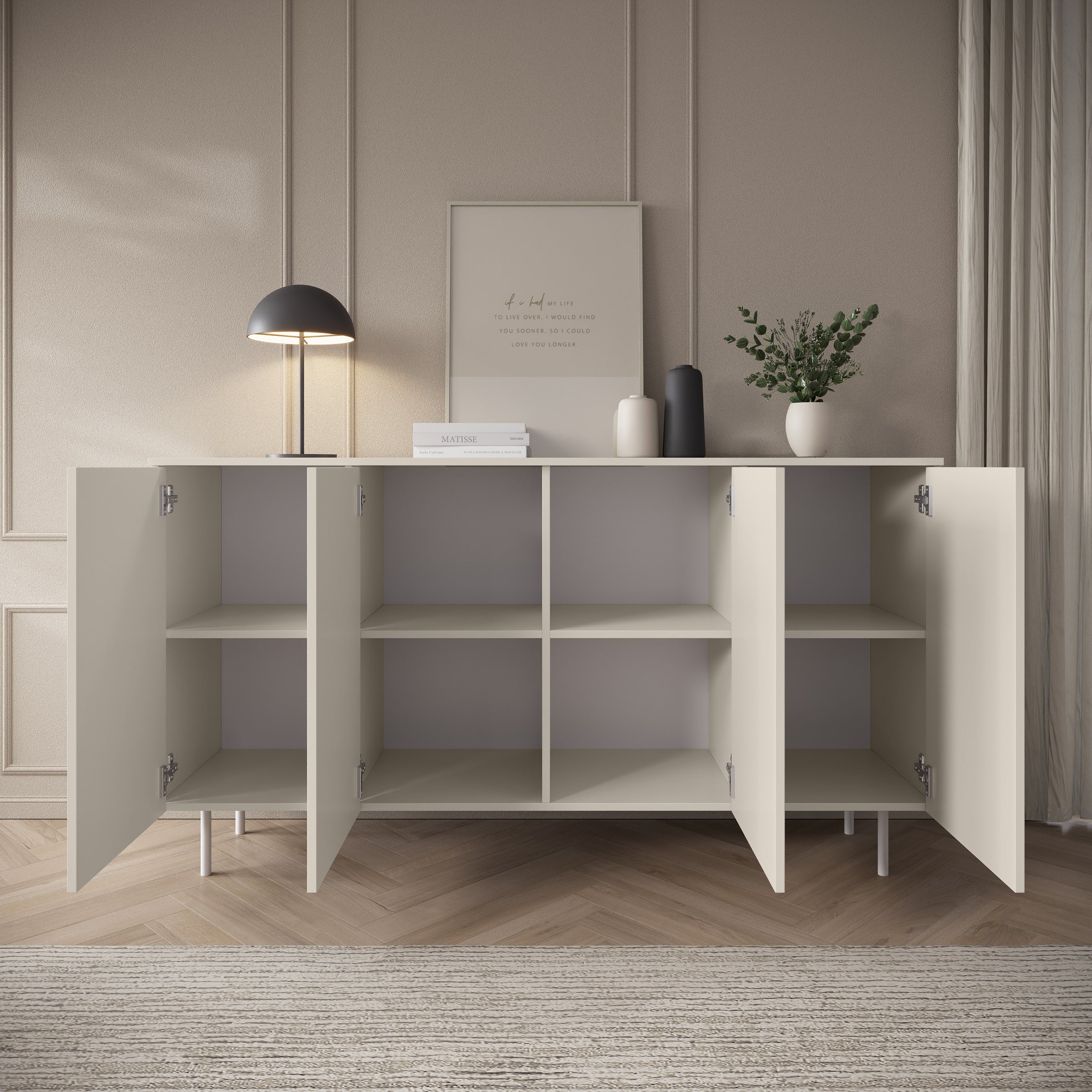 Hilo - Dressoir - Beige - 161x42x88 cm