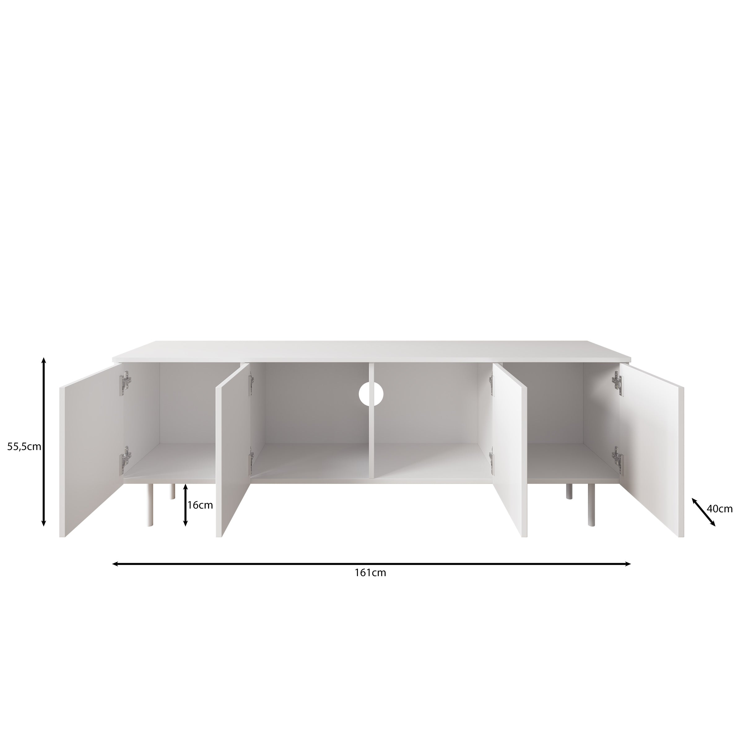 Hilo - TV-Meubel - Wit - 161x56x40 cm