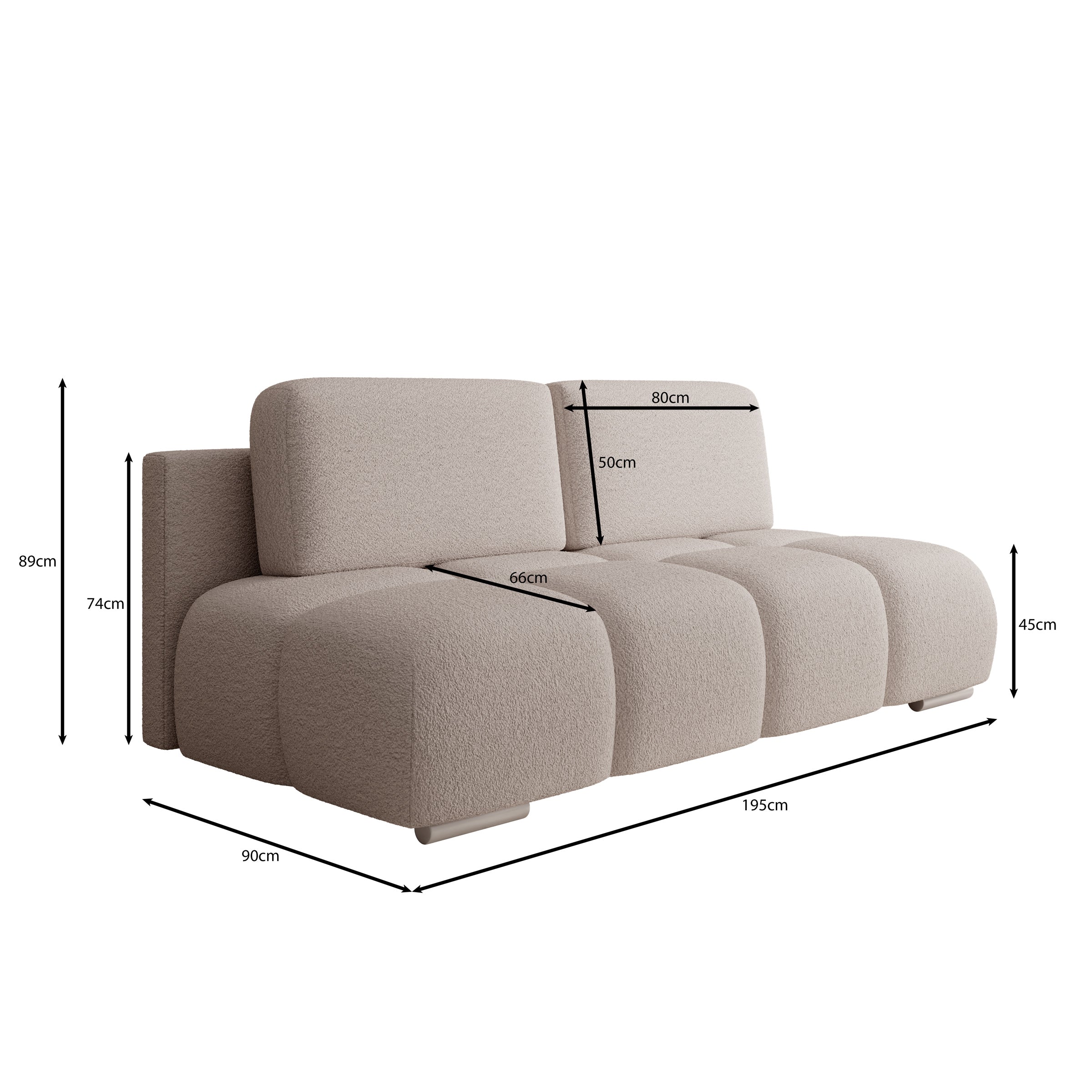 Hindrance - Slaapbank - Teddystof beige - 195x90x89 cm