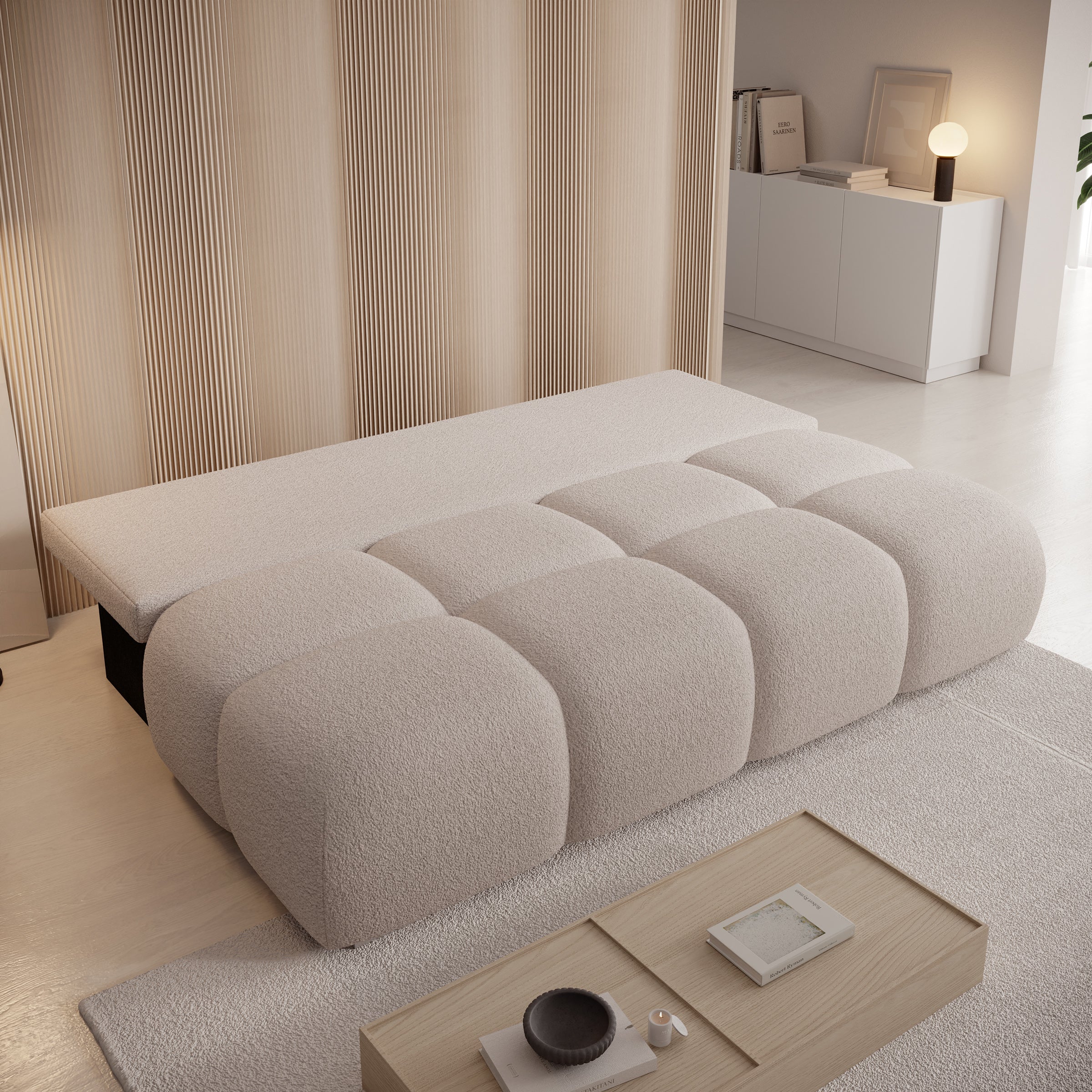 Hindrance - Slaapbank - Teddystof beige - 195x90x89 cm