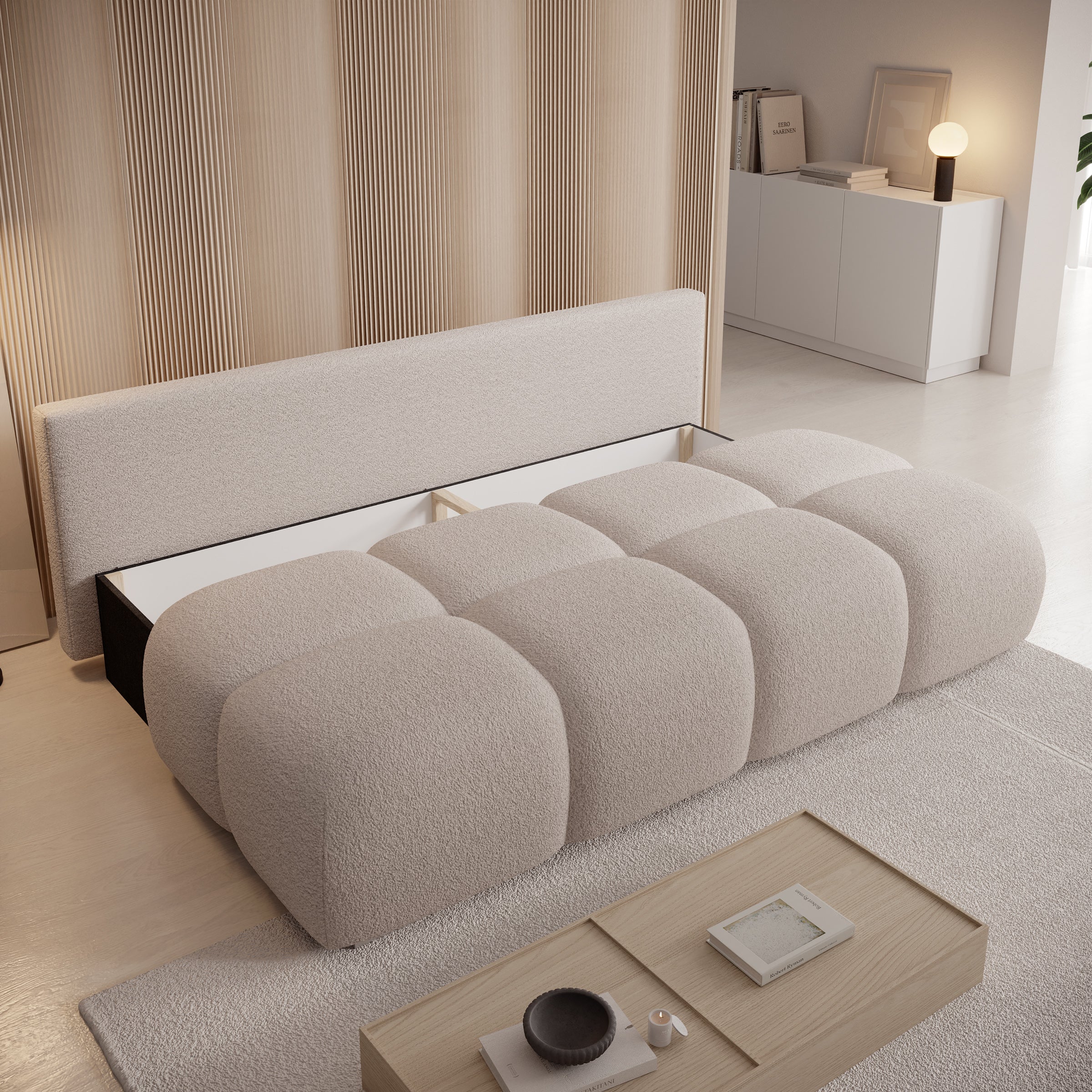 Hindrance - Slaapbank - Teddystof beige - 195x90x89 cm