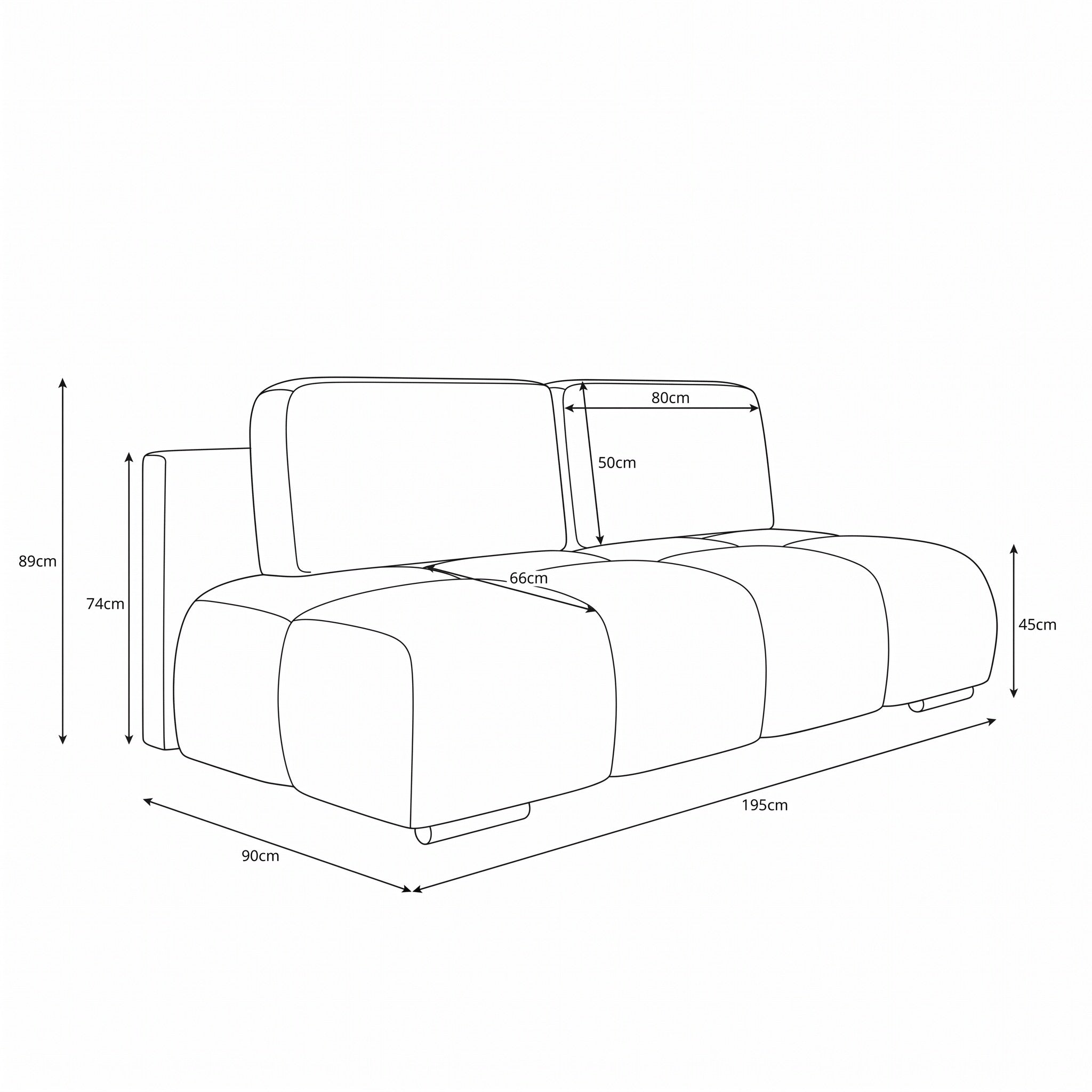Hindrance - Slaapbank - Teddystof zwart - 195x90x89 cm