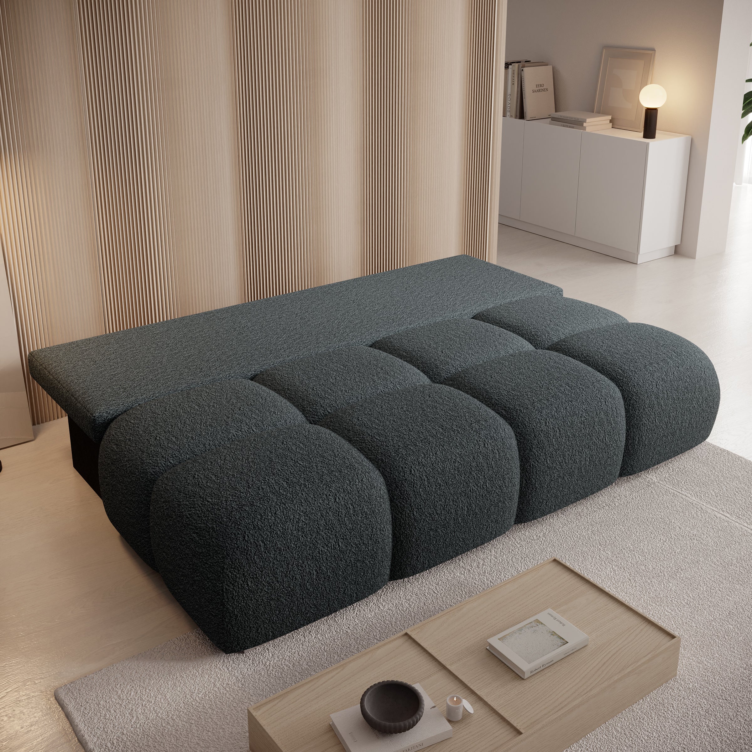 Hindrance - Slaapbank - Teddystof zwart - 195x90x89 cm