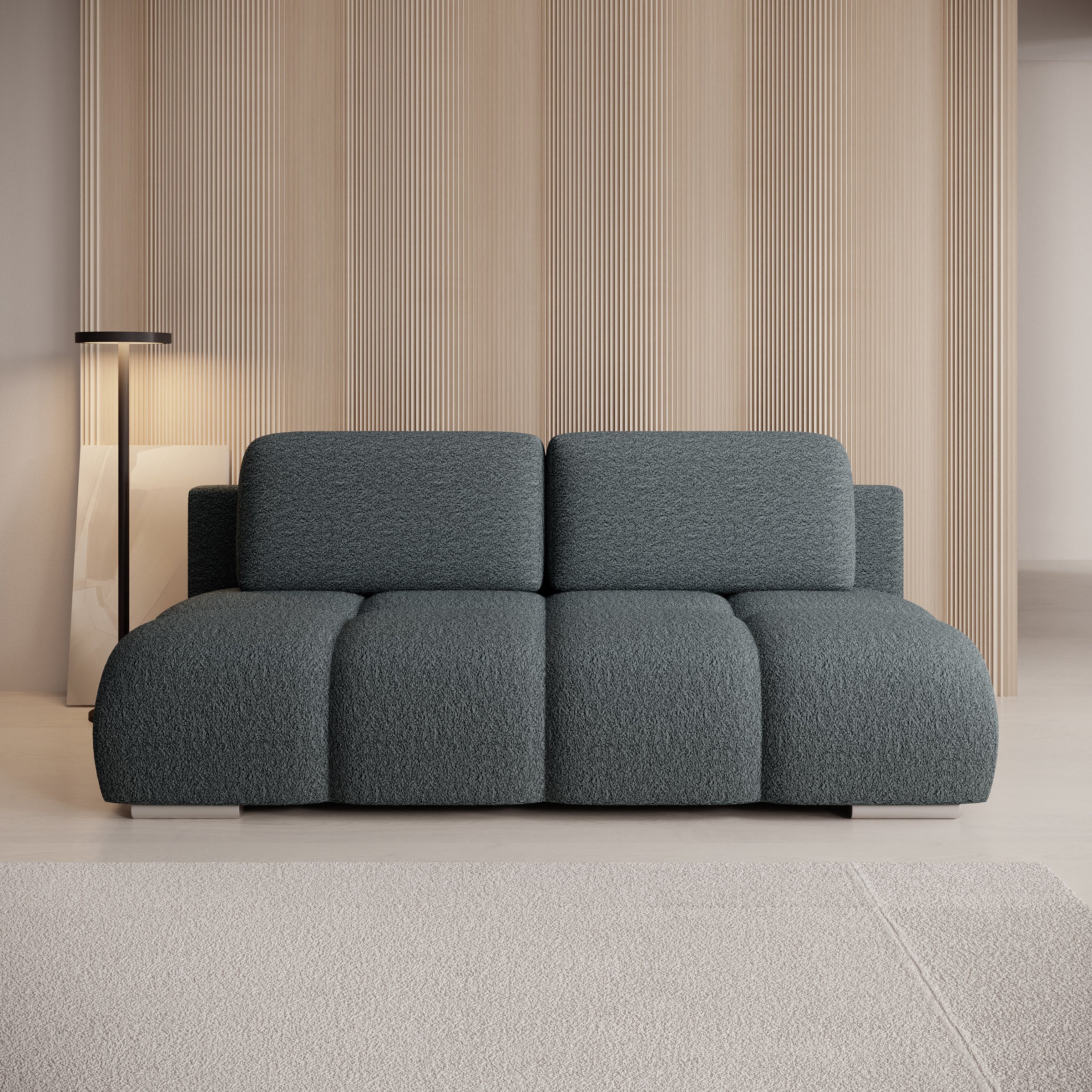 Hindrance - Slaapbank - Teddystof zwart - 195x90x89 cm