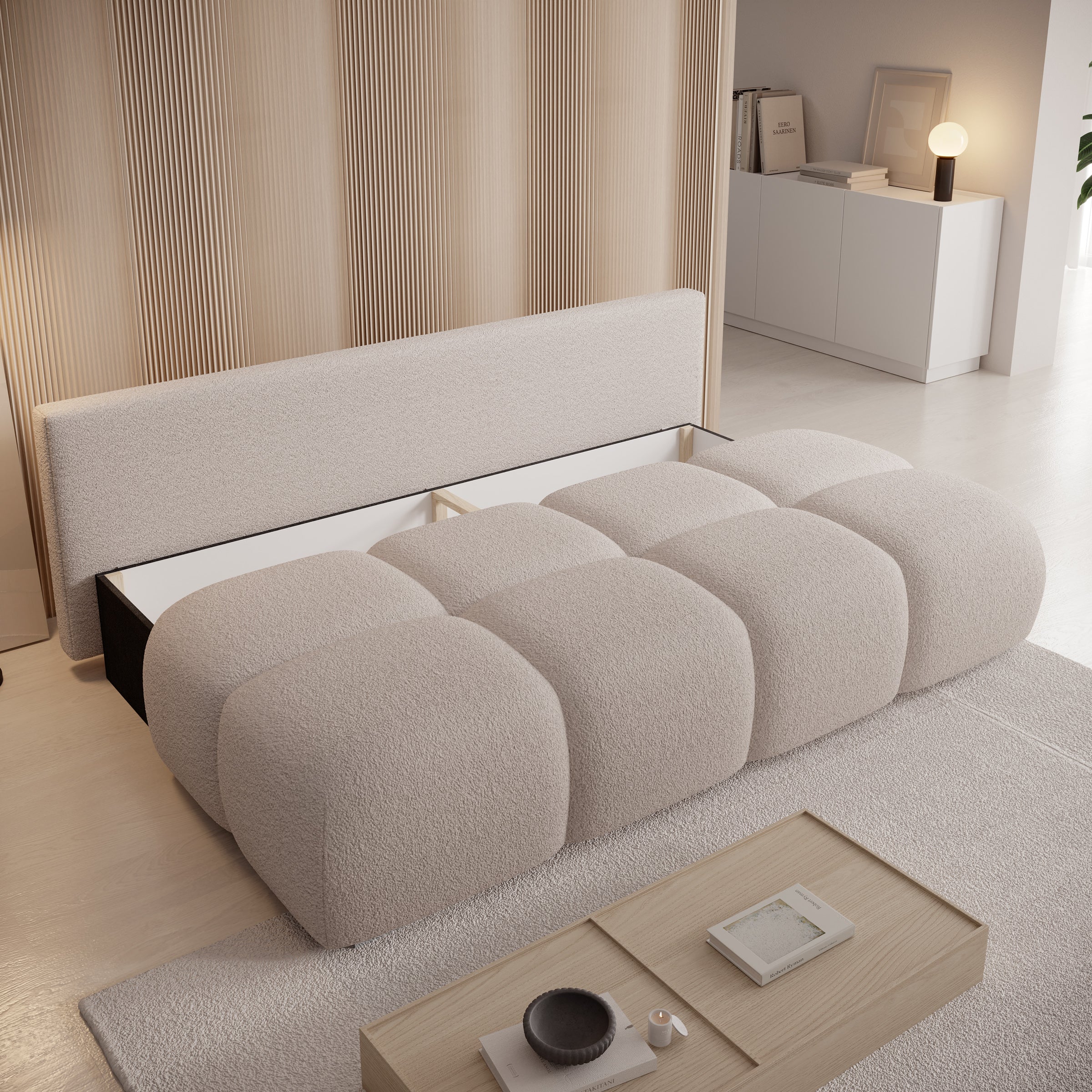 Hindrance - Slaapbank - Teddystof beige - 195x90x89 cm