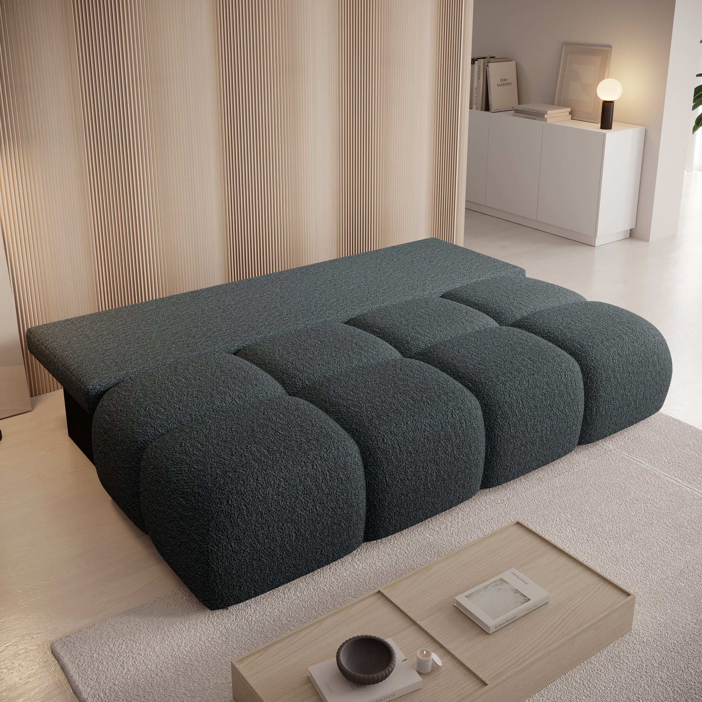 Hindrance - Slaapbank - Teddystof zwart - 195x90x89 cm