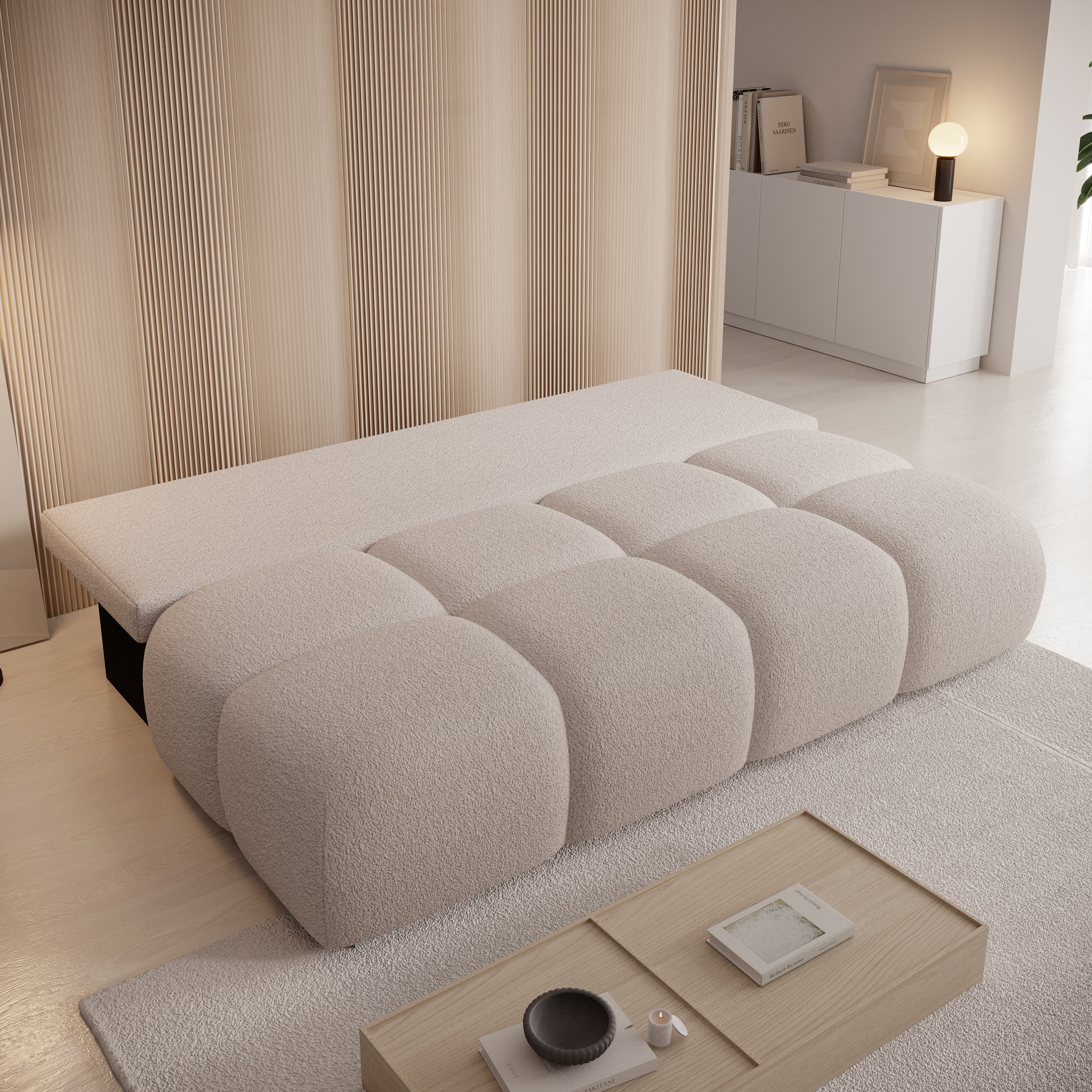 Hindrance - Slaapbank - Teddystof beige - 195x90x89 cm