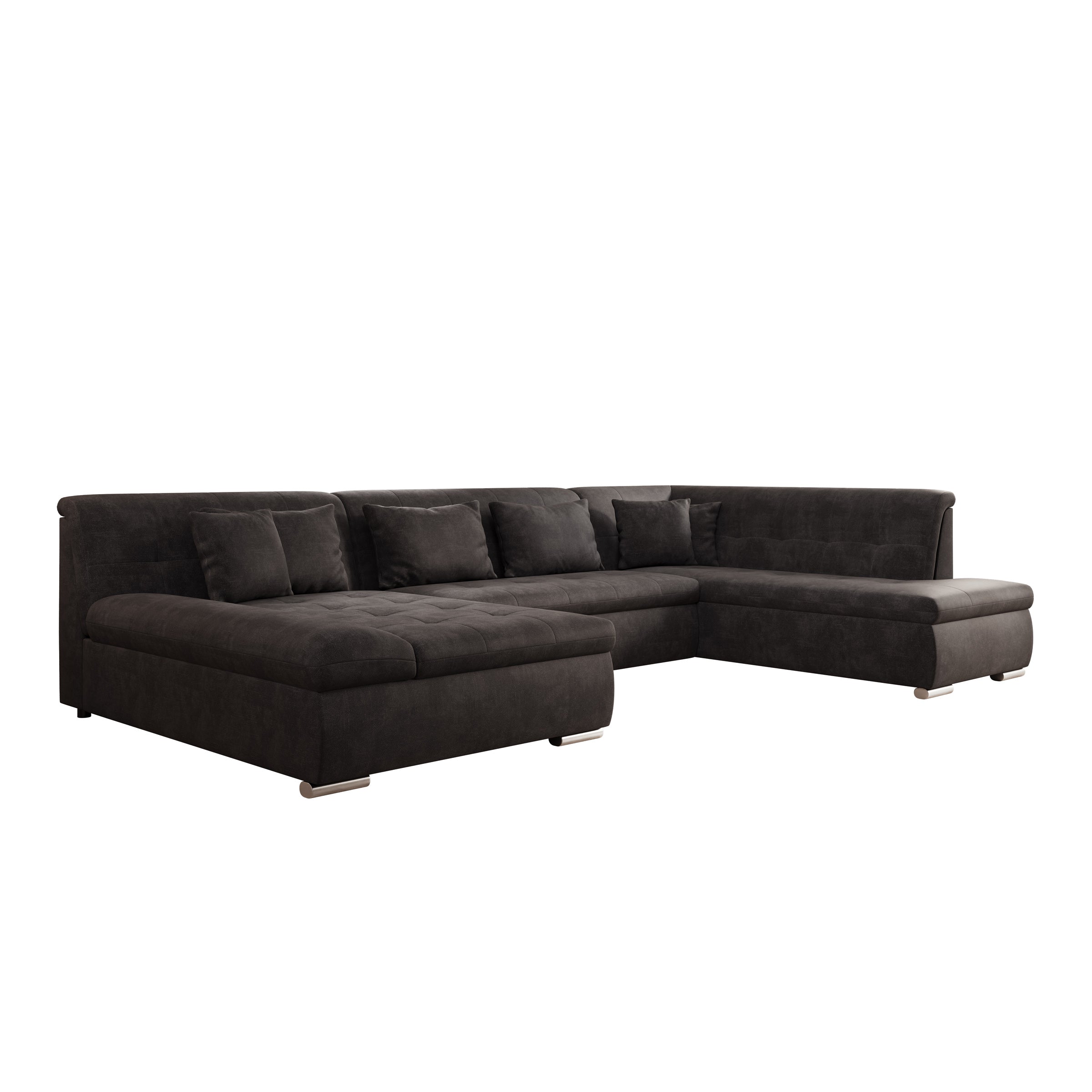 Alberta XL - Hoekbank 5-zits met chaise longue - Velvet zwart - Links