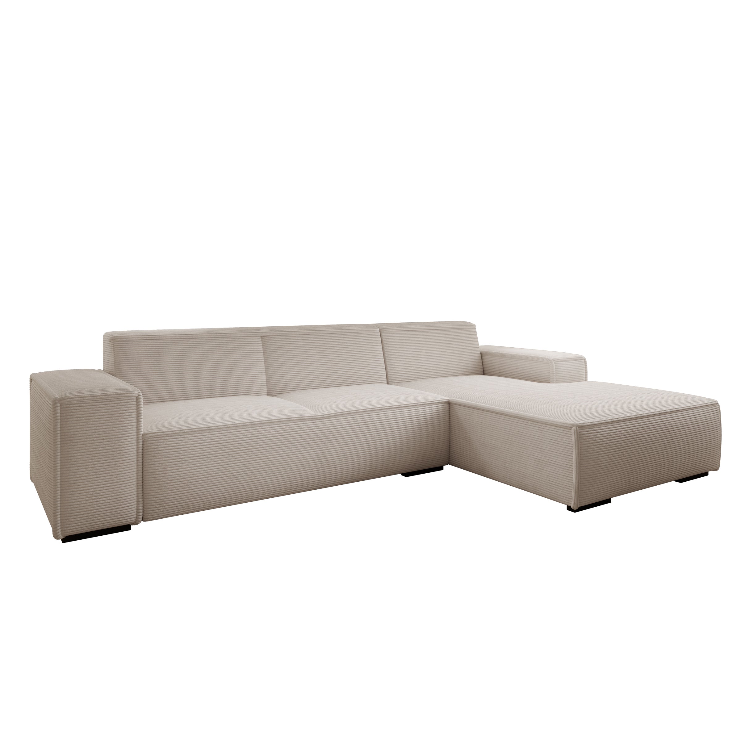 Cardiff - Hoekbank 3-zits met chaise longue - Ribstof beige - Rechts