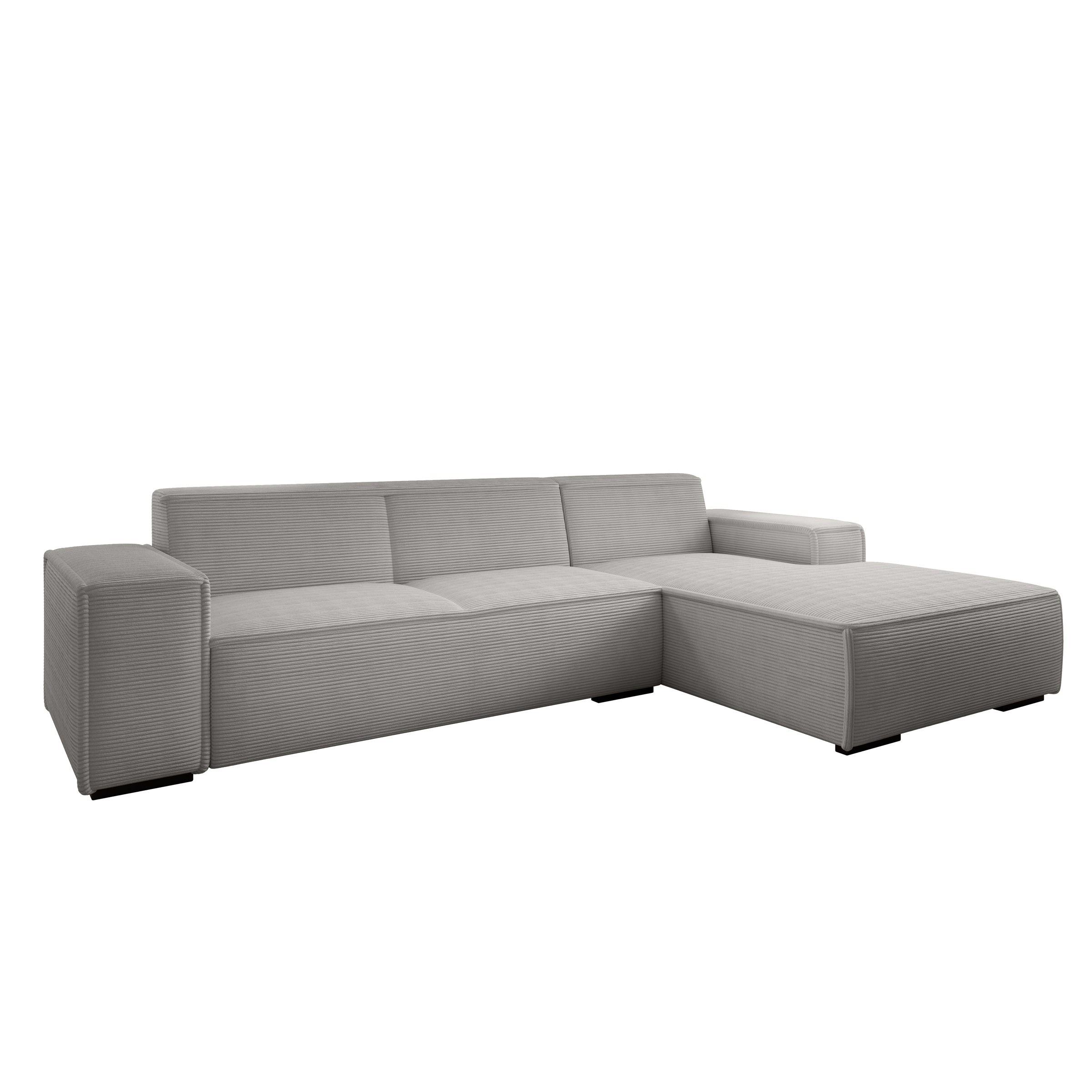 Cardiff - Hoekbank 3-zits met chaise longue - Ribstof grijs - Rechts