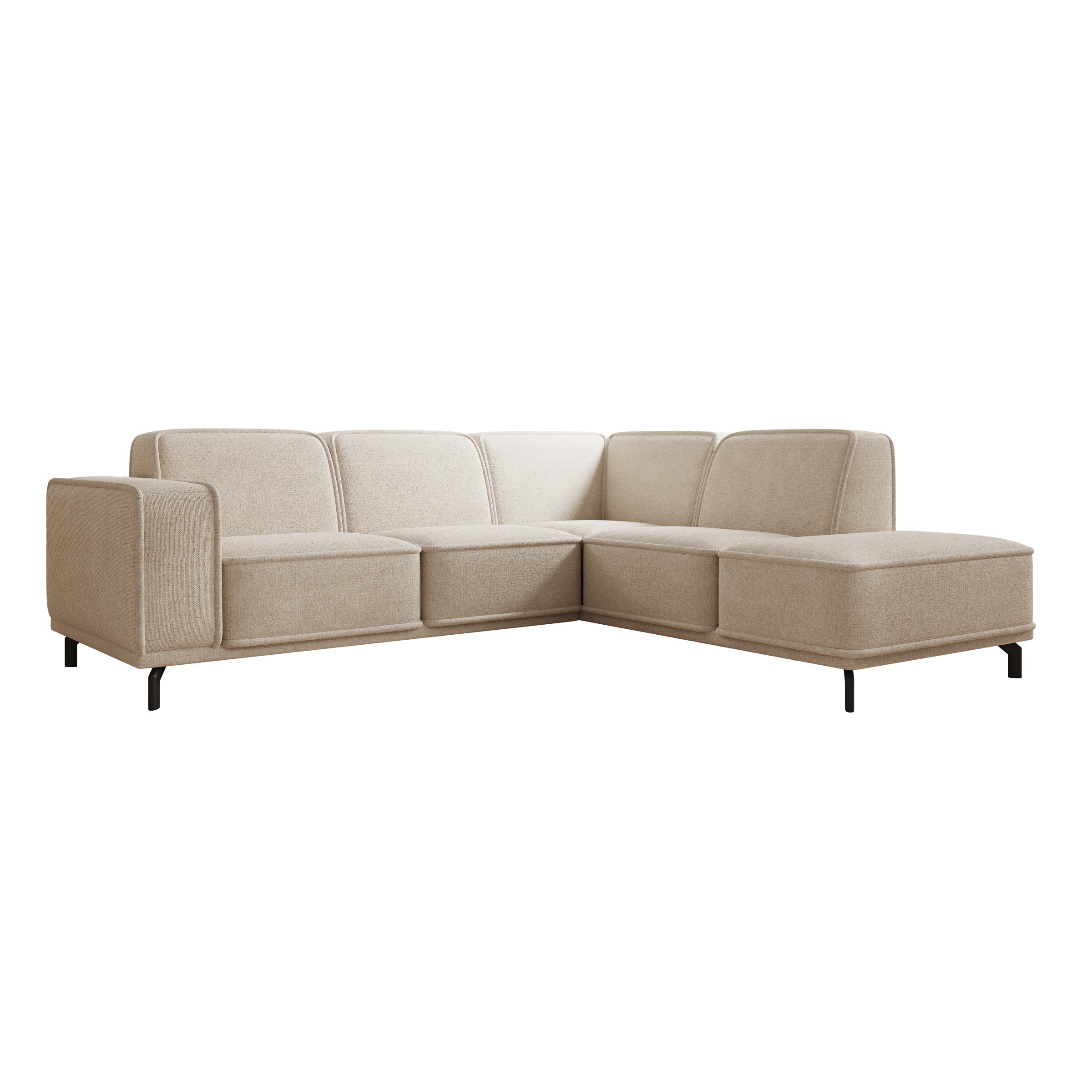 Hayman - Hoekbank 4-zits met chaise longue - Stof beige - Rechts