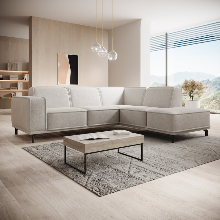Hayman - Hoekbank 4-zits met chaise longue - Stof grijs - Rechts