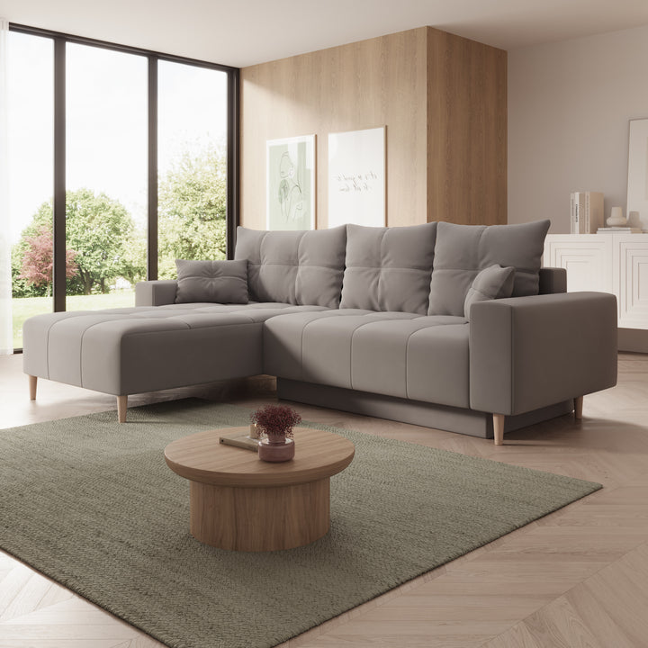 Saratoga - Hoekbank 3-zits met chaise longue - Velvet grijs - Links