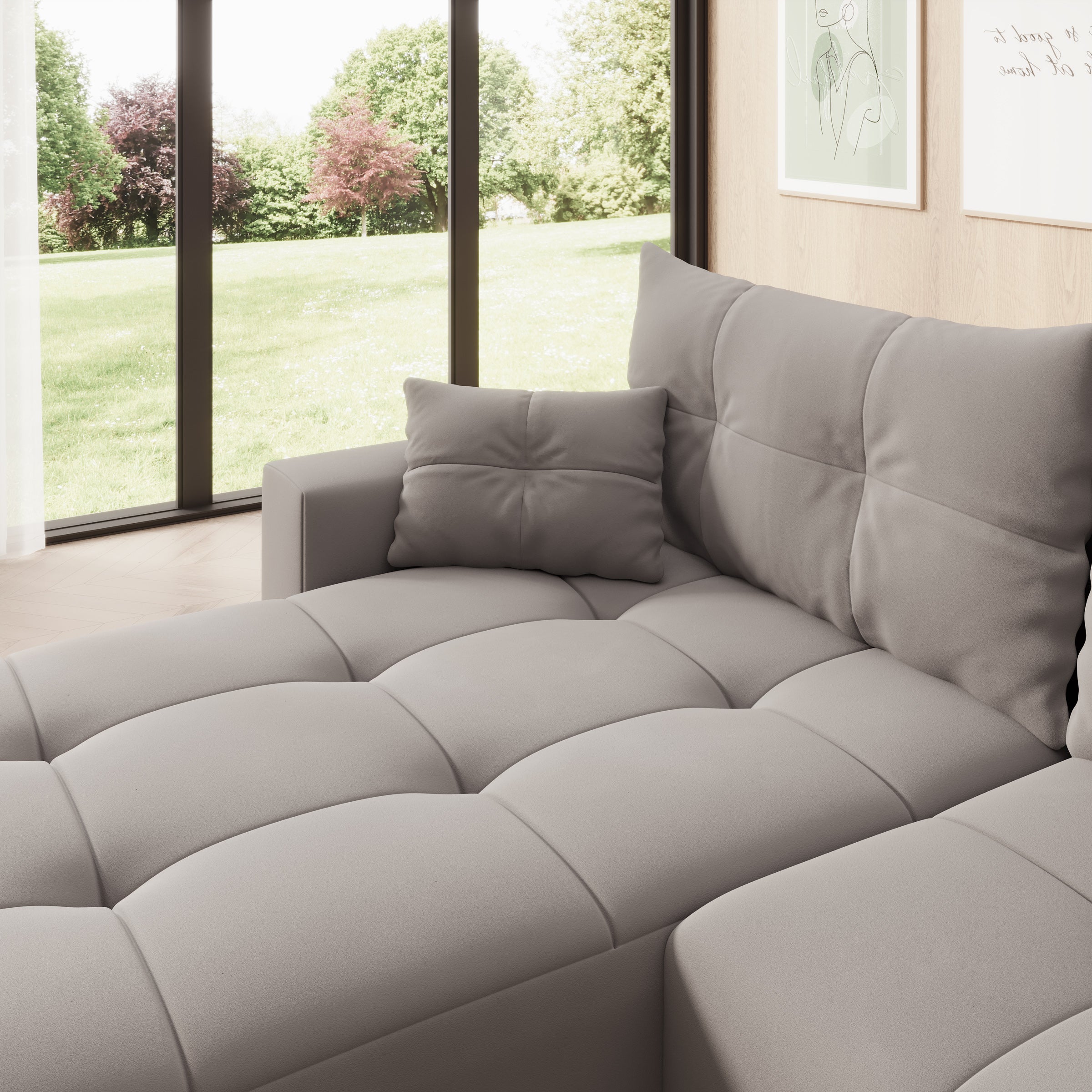 Saratoga - Hoekbank 3-zits met chaise longue - Velvet grijs - Links