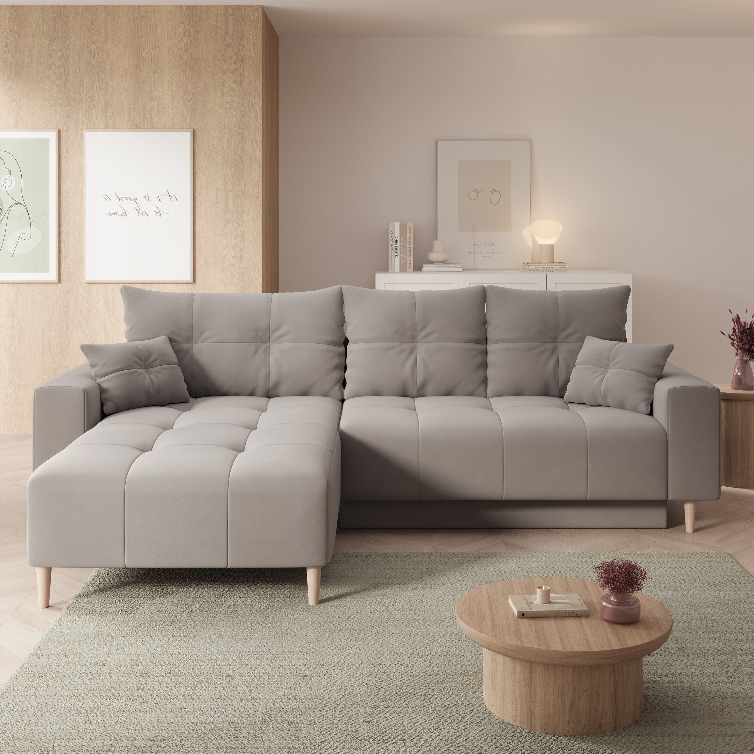 Saratoga - Hoekbank 3-zits met chaise longue - Velvet grijs - Links