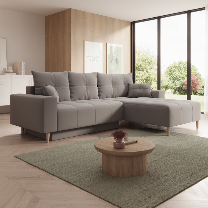 Saratoga - Hoekbank 3-zits met chaise longue - Velvet grijs - Rechts