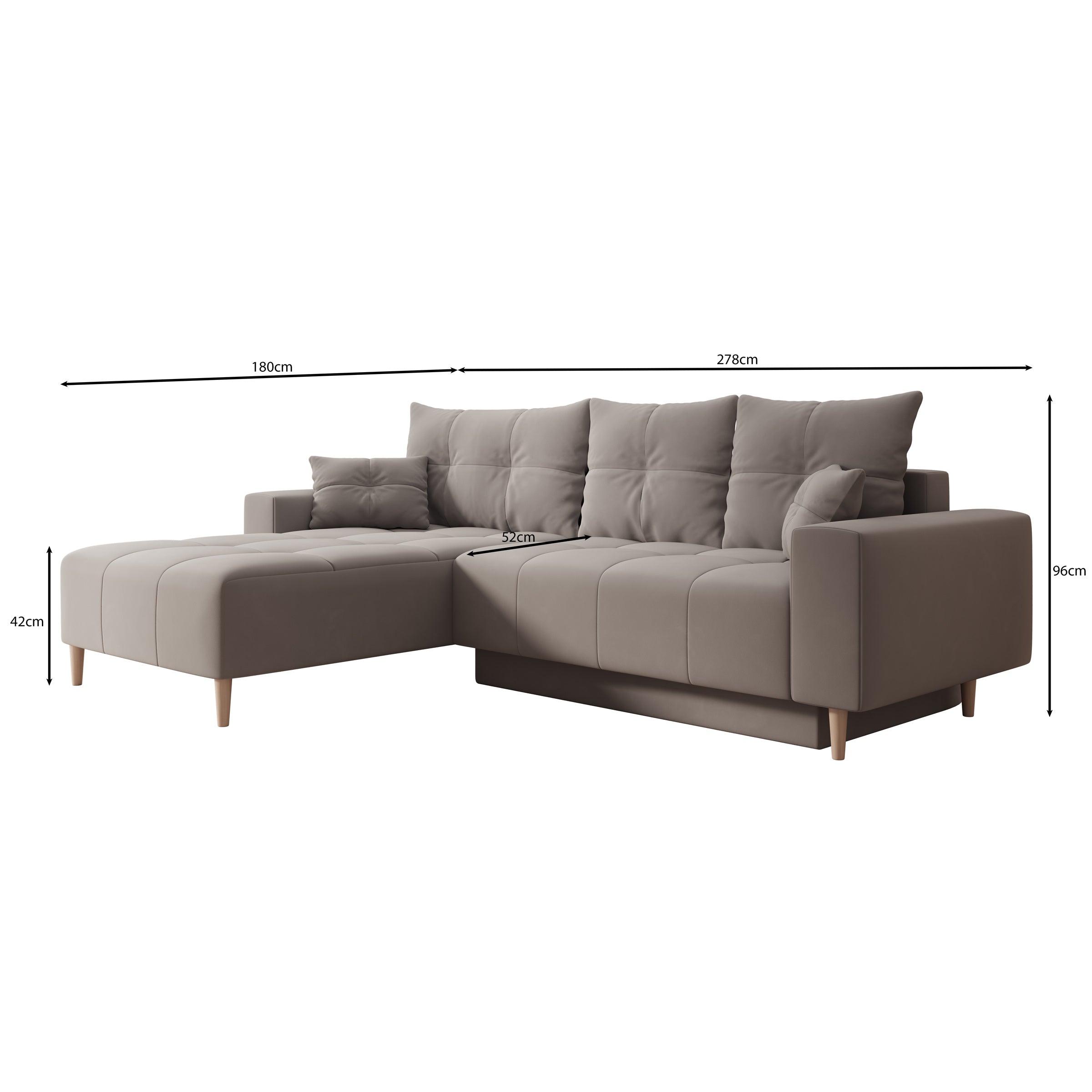Saratoga - Hoekbank 3-zits met chaise longue - Velvet zwart - Links