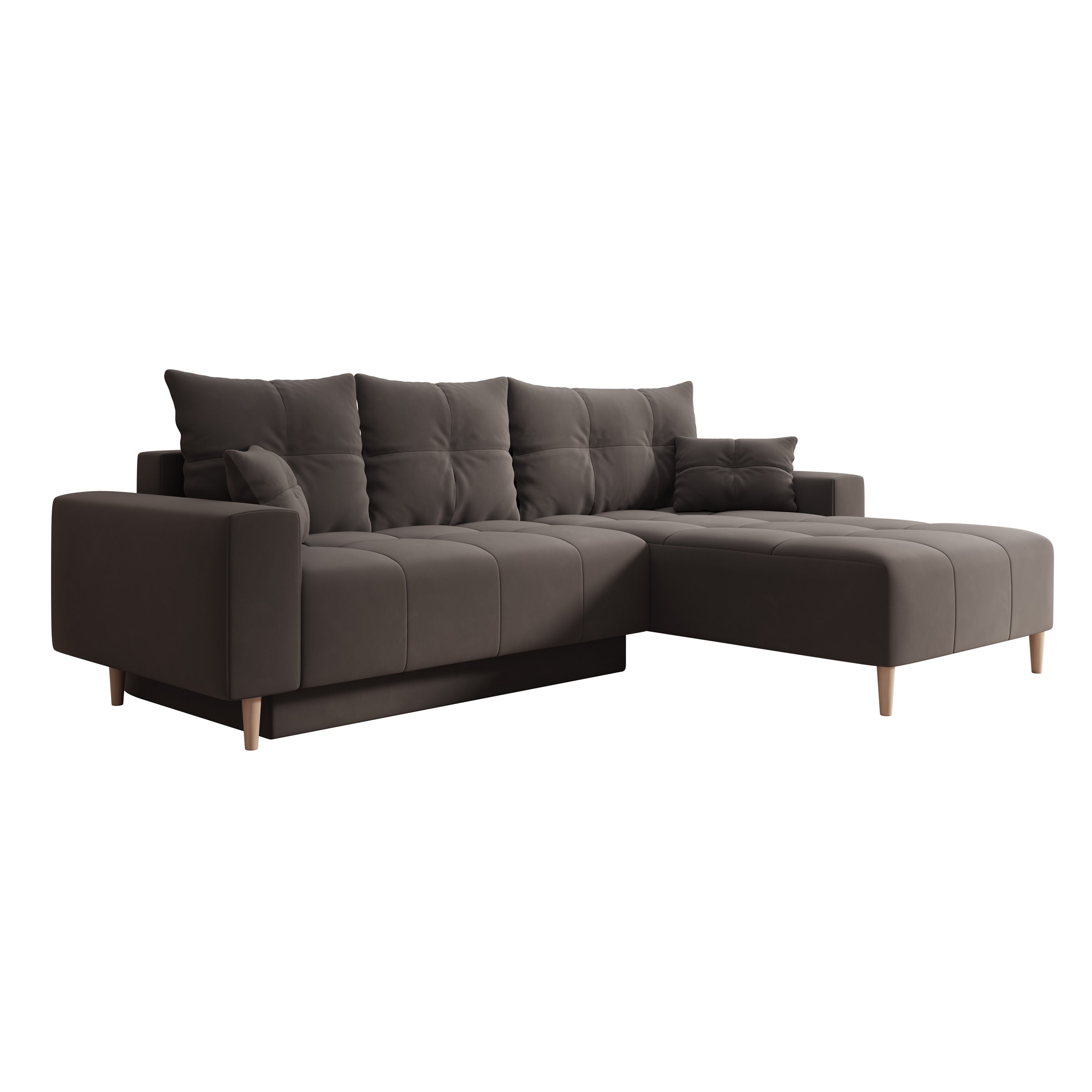 Saratoga - Hoekbank 3-zits met chaise longue - Velvet zwart - Rechts
