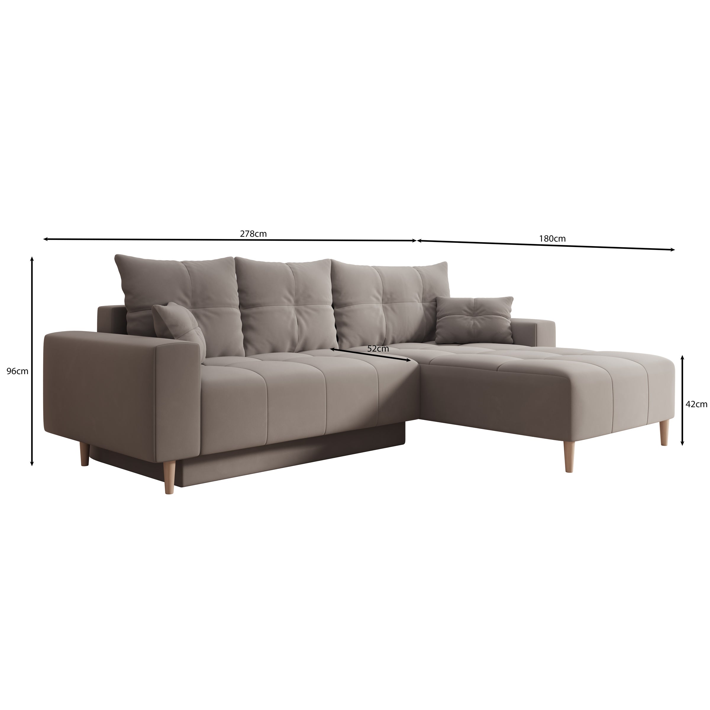 Saratoga - Hoekbank 3-zits met chaise longue - Velvet zwart - Rechts