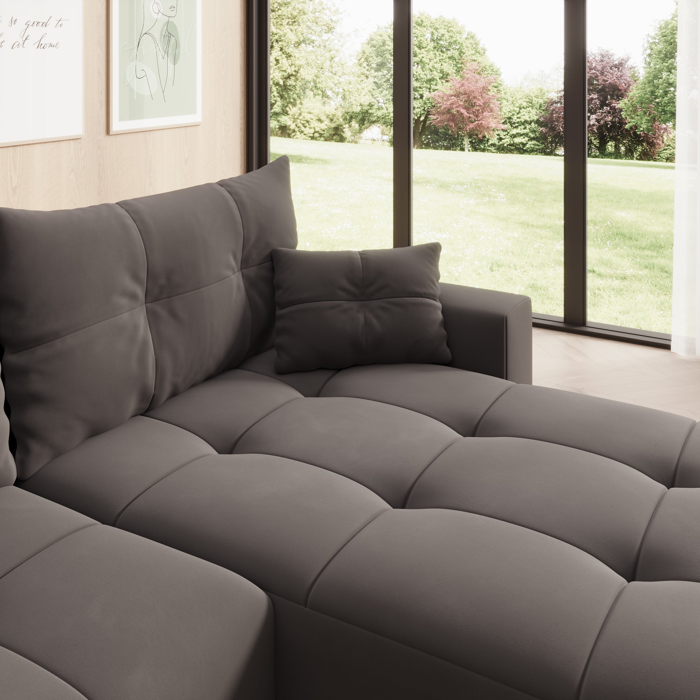 Saratoga - Hoekbank 3-zits met chaise longue - Velvet zwart - Rechts