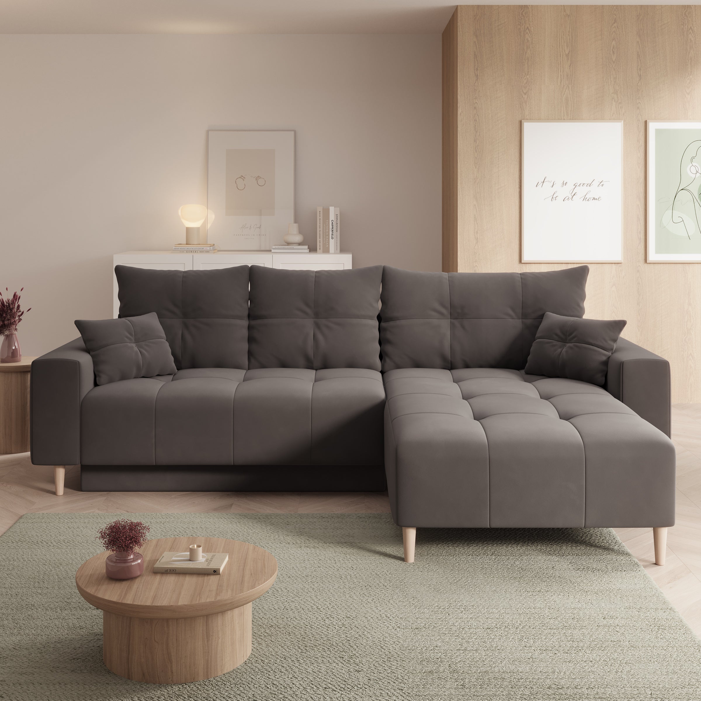 Saratoga - Hoekbank 3-zits met chaise longue - Velvet zwart - Rechts