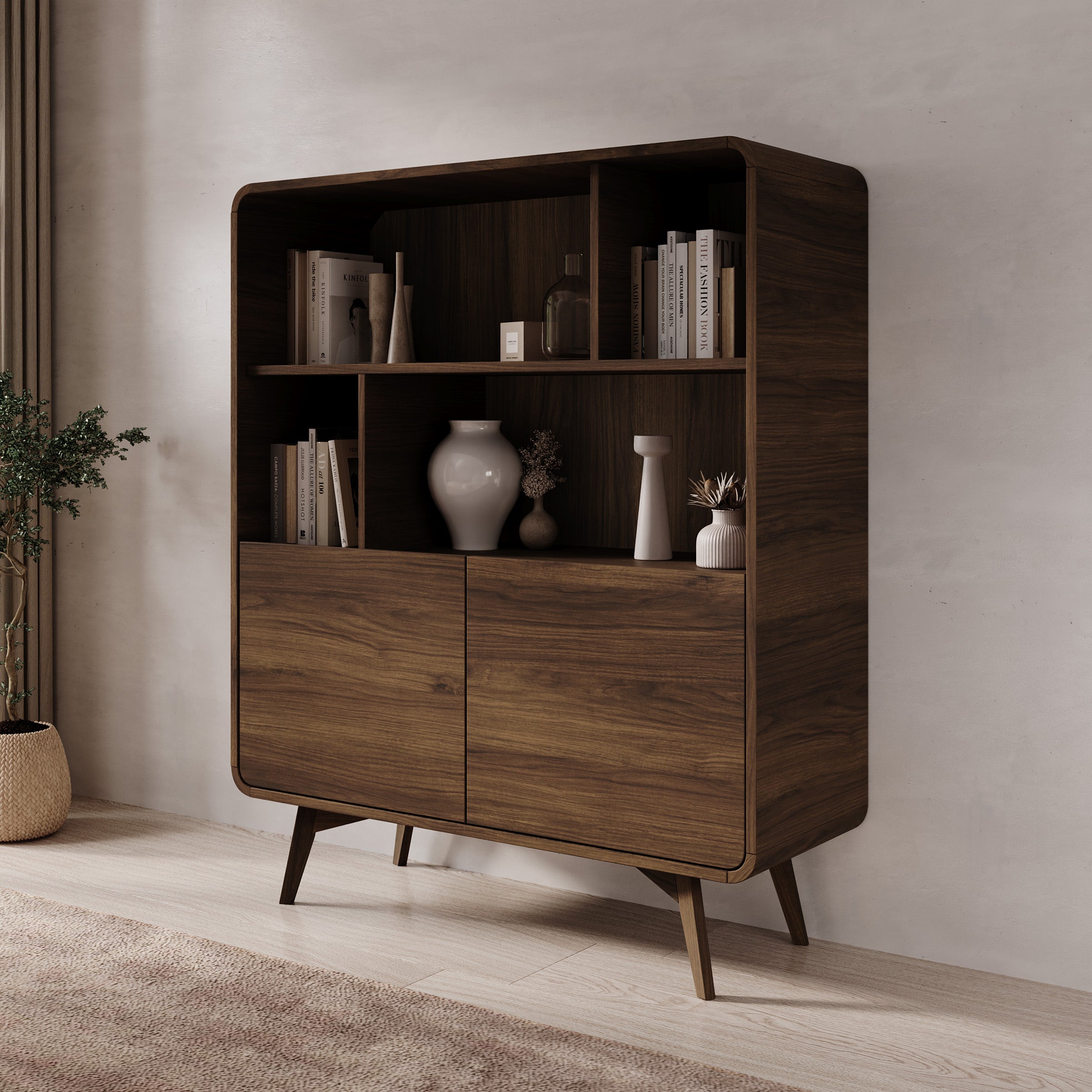 Hoshii - Boekenkast - Walnootpatroon - 108x39x130 cm