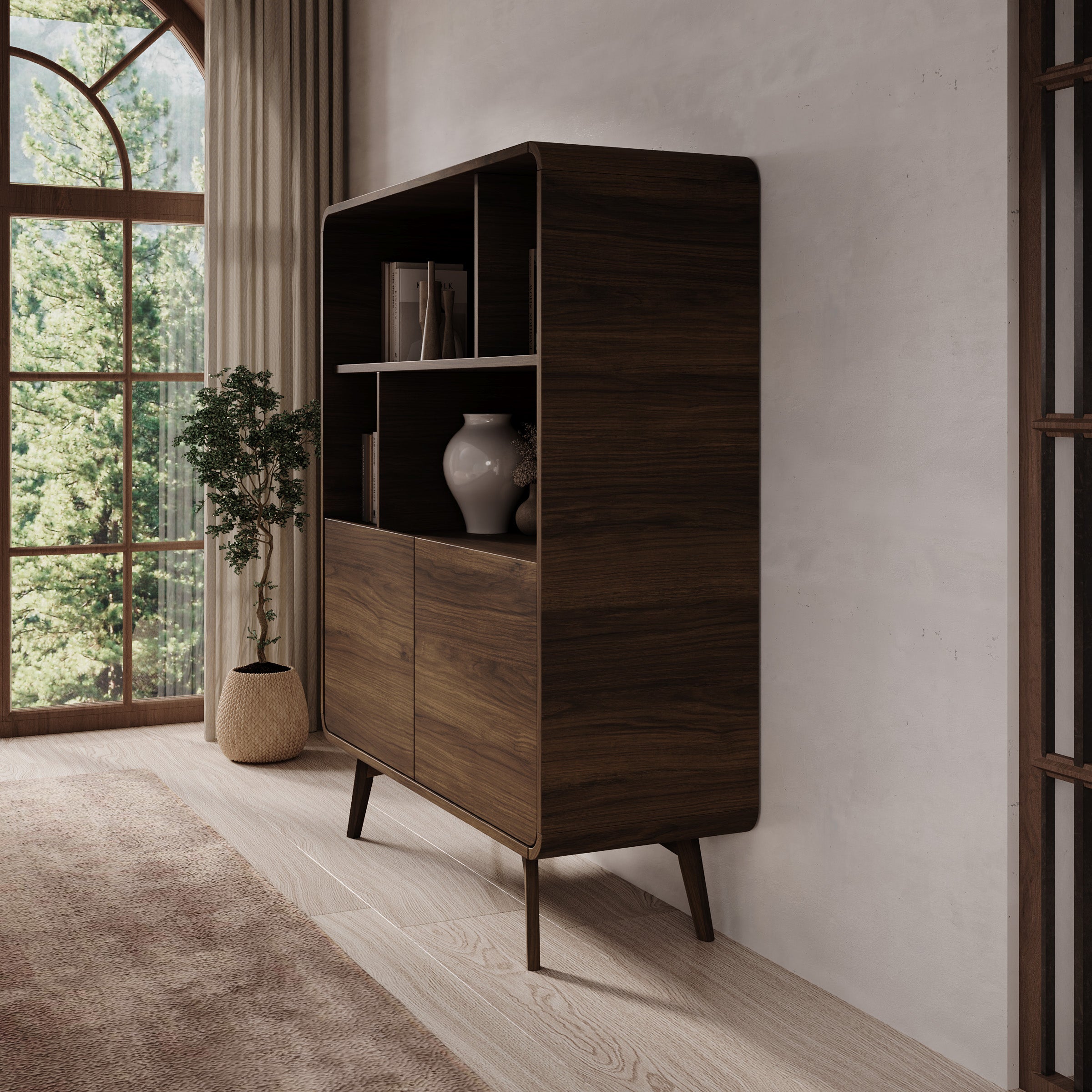 Hoshii - Boekenkast - Walnootpatroon - 108x39x130 cm