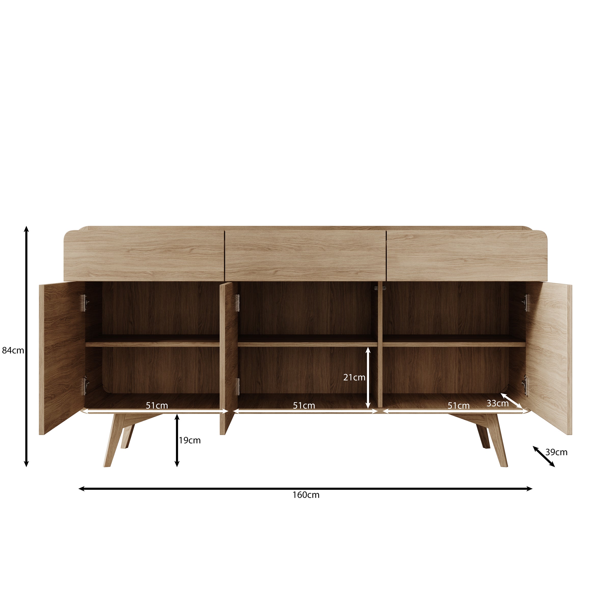 Hoshii - Dressoir - Walnootpatroon - 160x39x84 cm