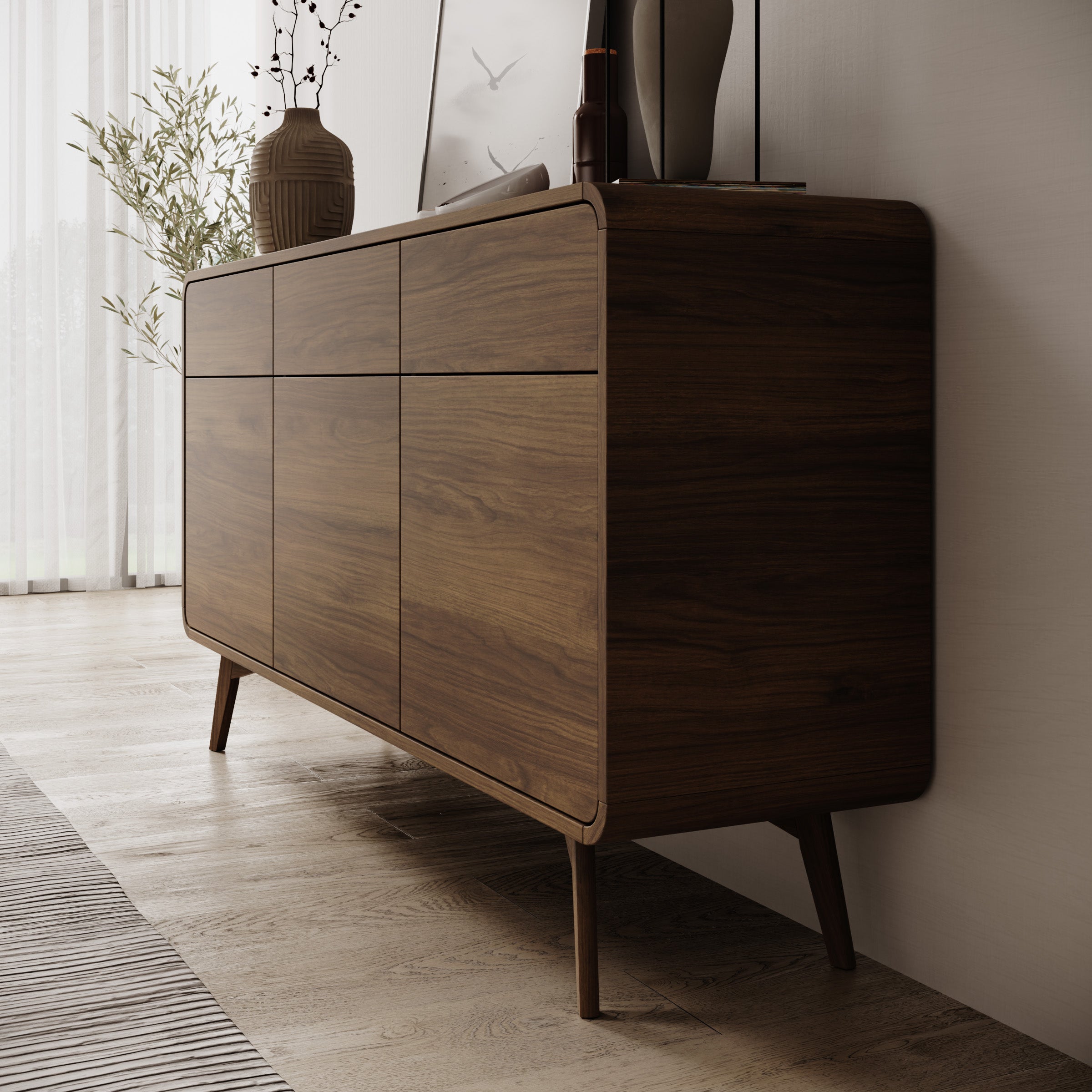 Hoshii - Dressoir - Walnootpatroon - 160x39x84 cm