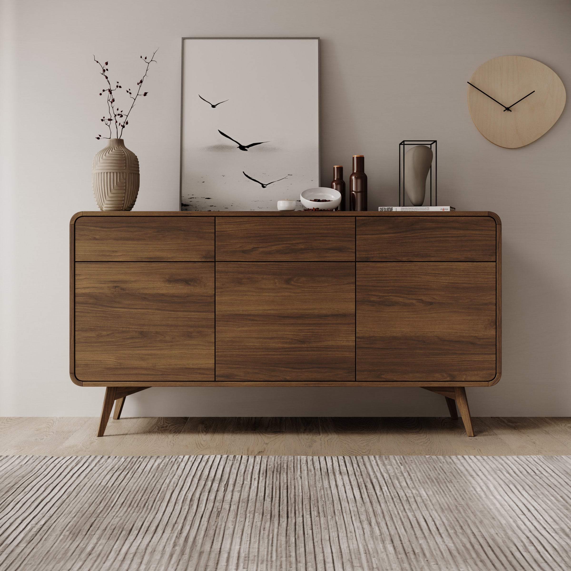Hoshii - Dressoir - Walnootpatroon - 160x39x84 cm