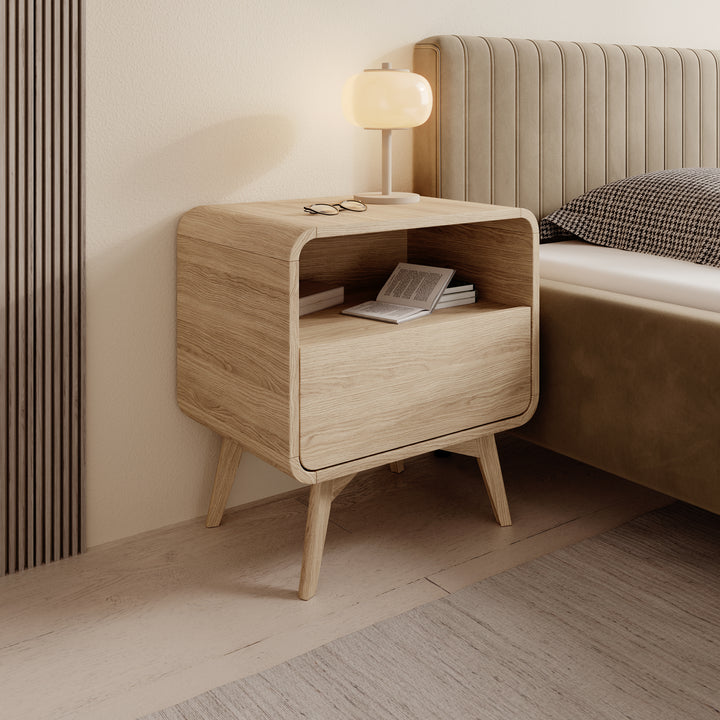 Hoshii - Nachtkastje - Donker eikenpatroon - 55x39x59 cm