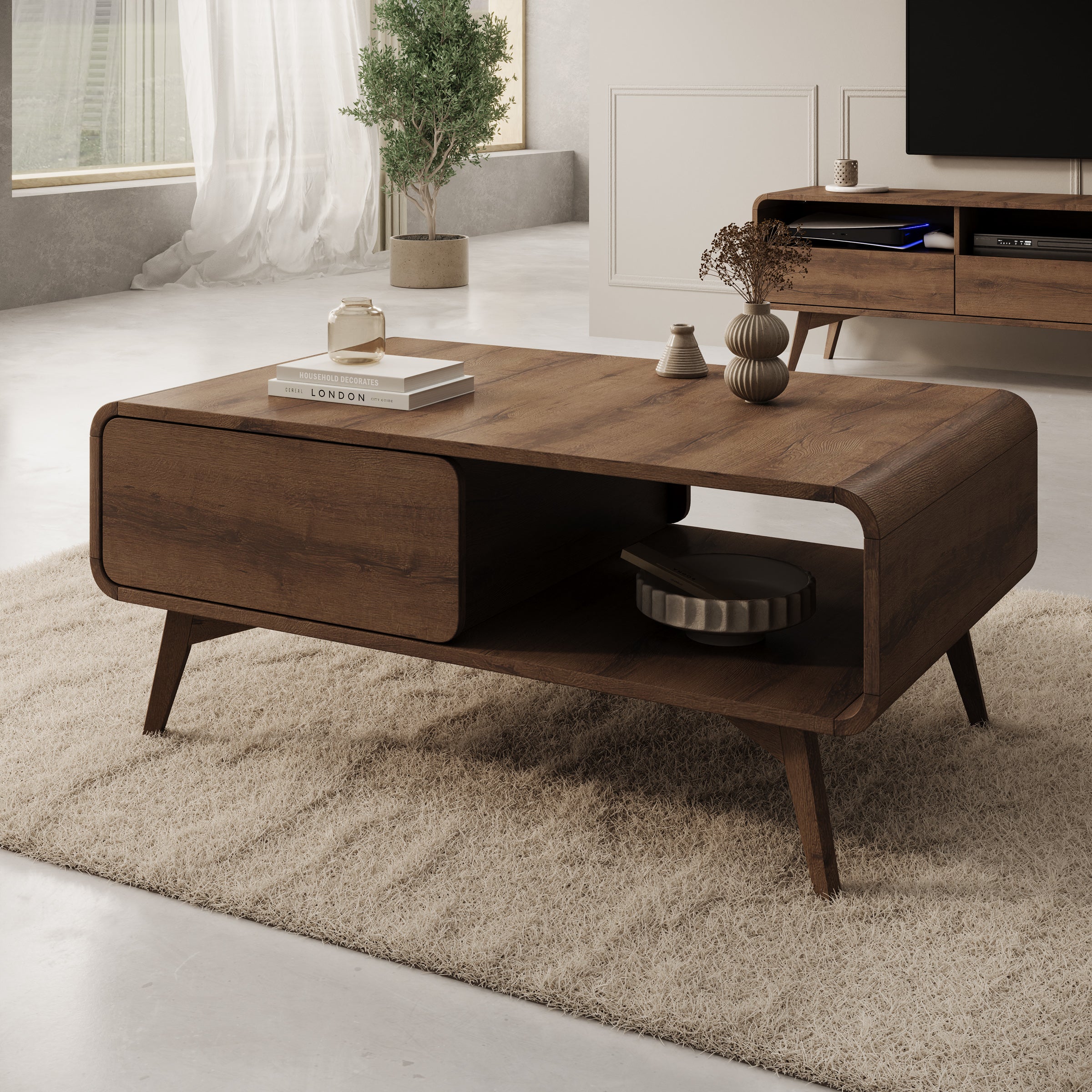 Hoshii - Salontafel - Donker eikenpatroon - 108x65x45 cm