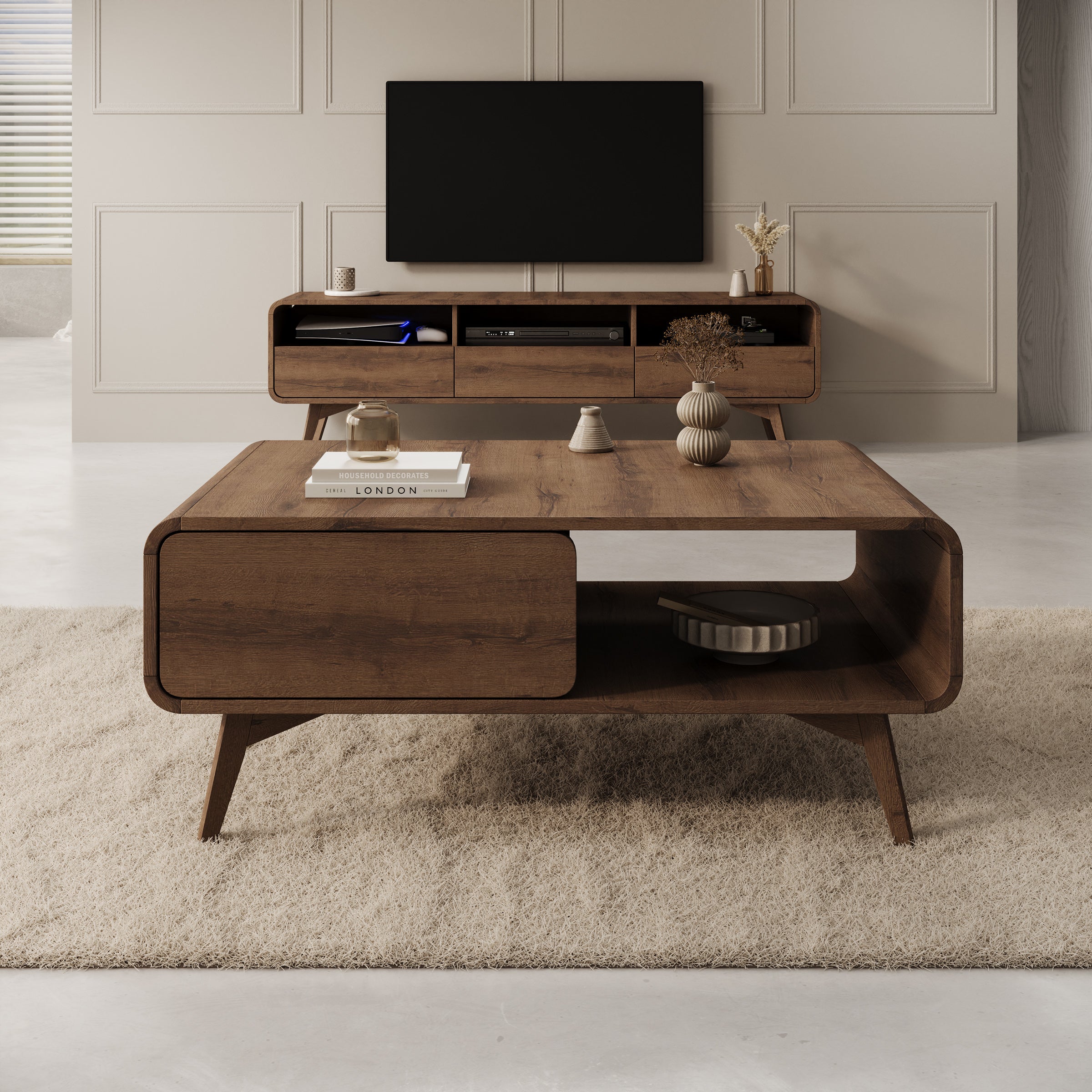 Hoshii - Salontafel - Donker eikenpatroon - 108x65x45 cm