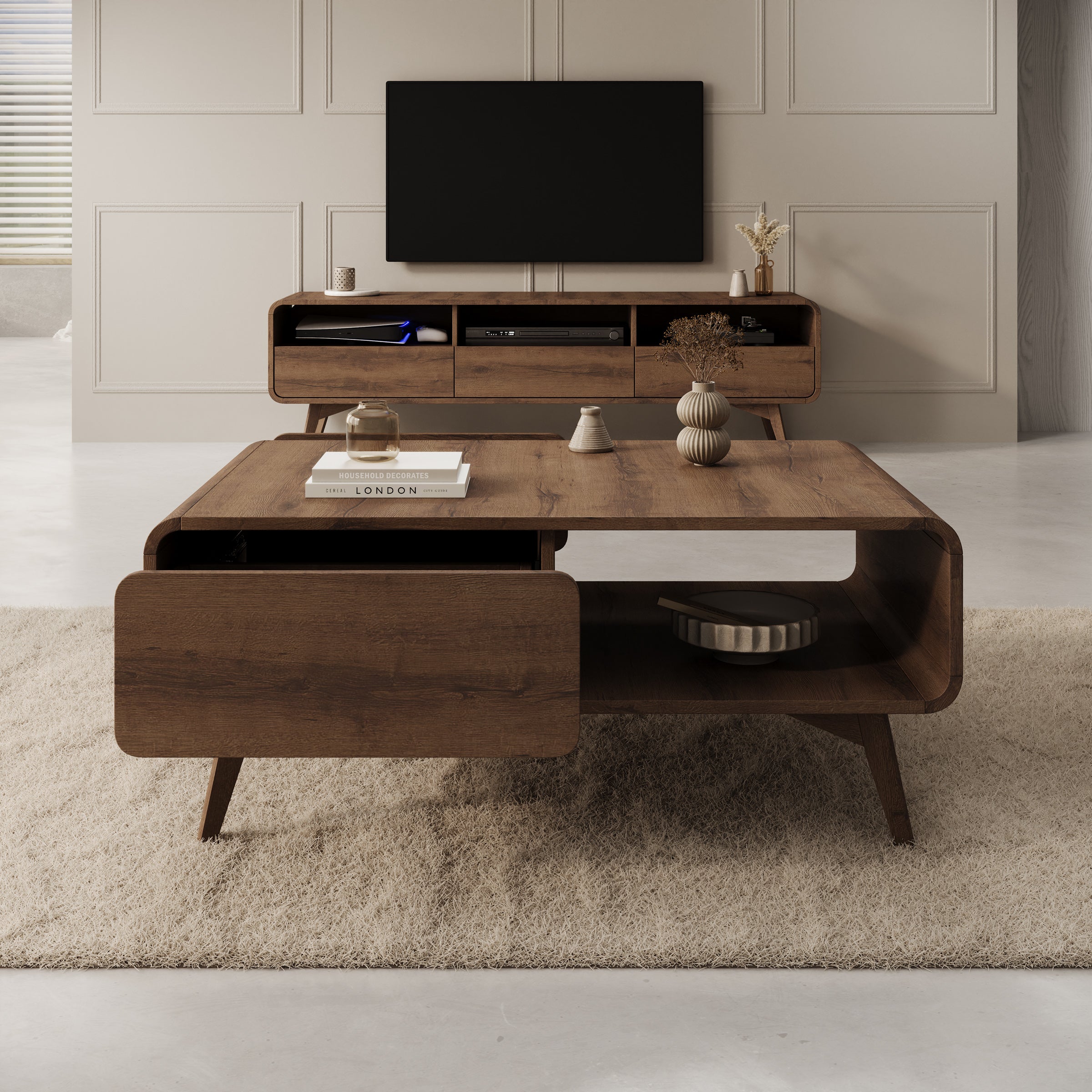 Hoshii - Salontafel - Donker eikenpatroon - 108x65x45 cm