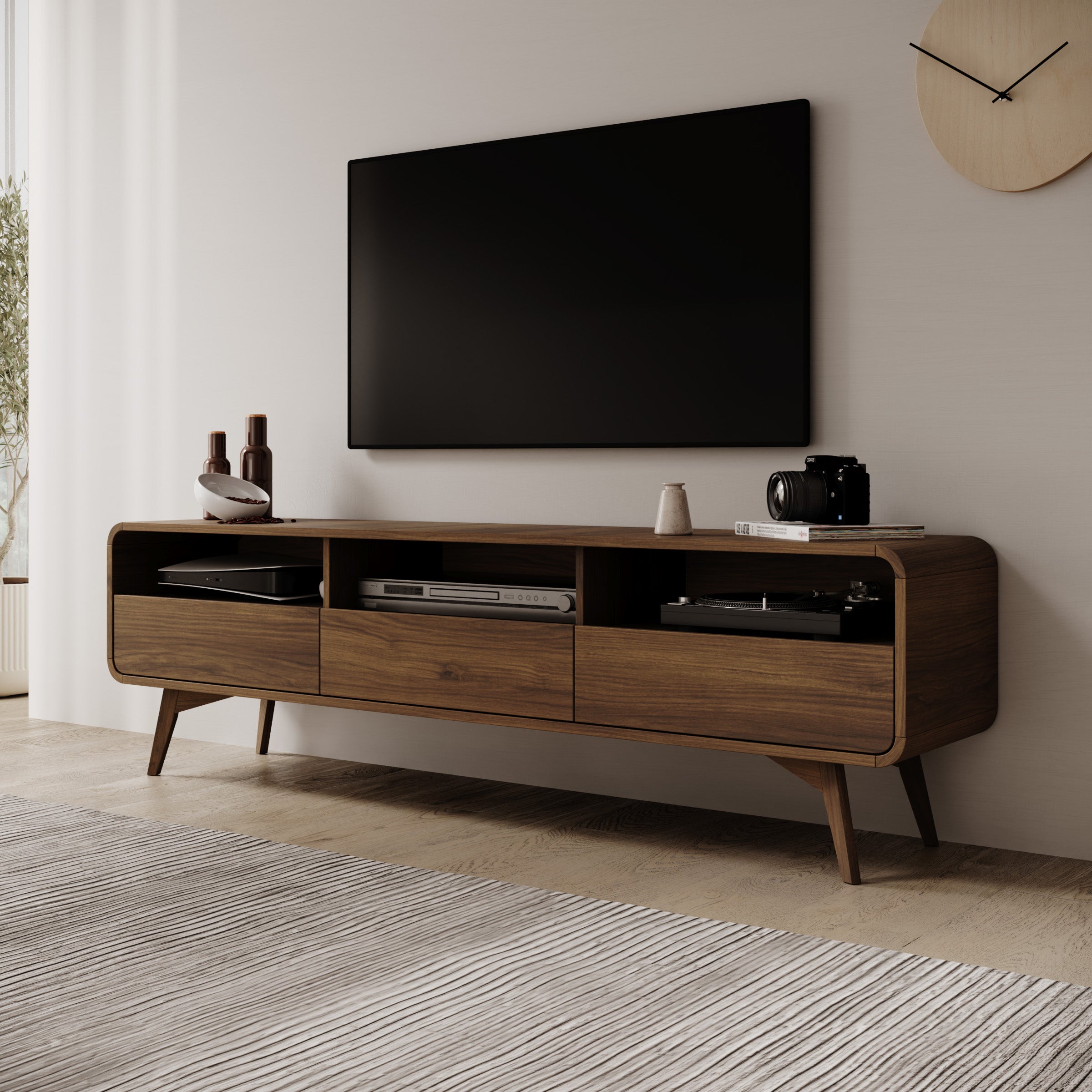 Hoshii - TV-Meubel - Walnootpatroon - 180x39x53 cm