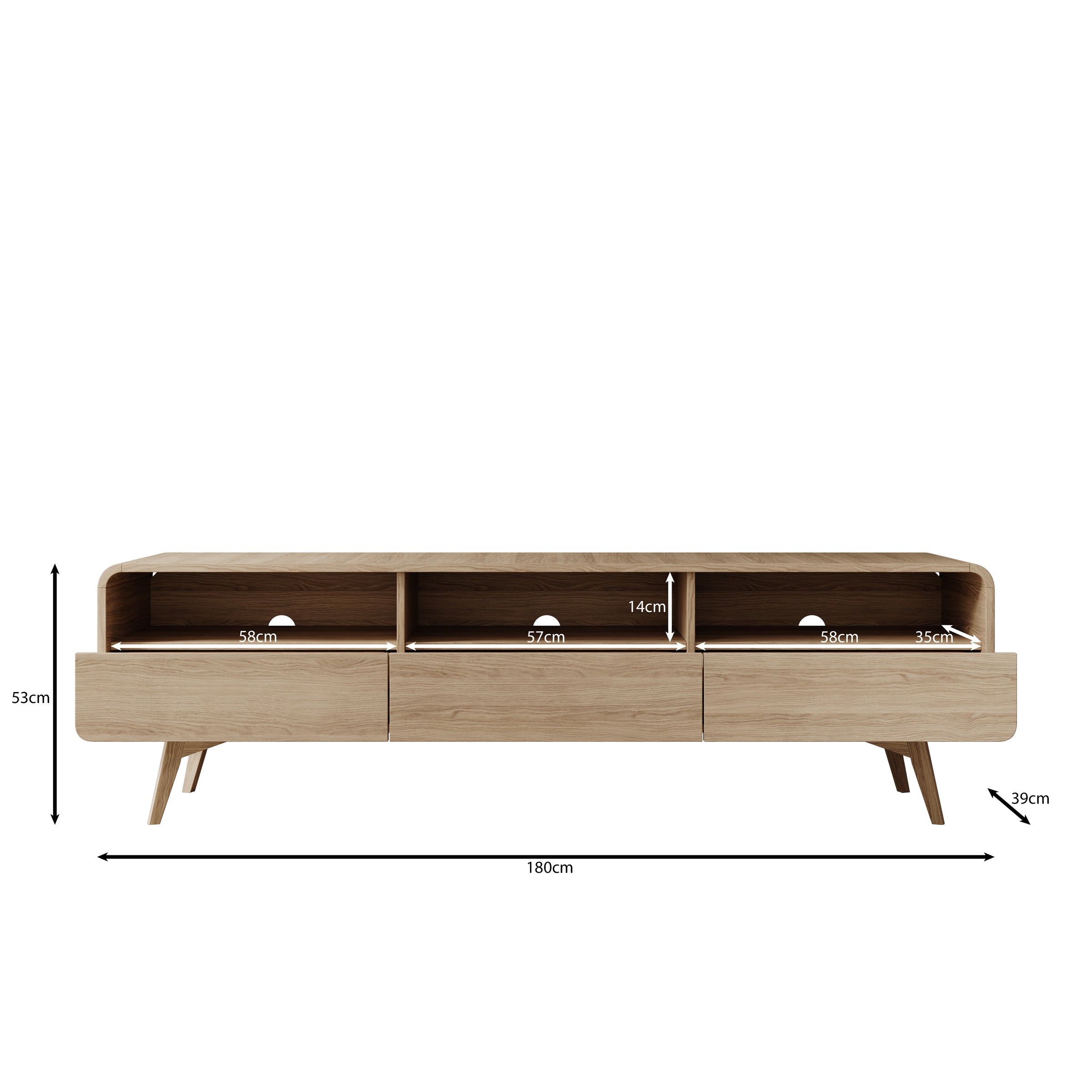 Hoshii - TV-Meubel - Walnootpatroon - 180x39x53 cm