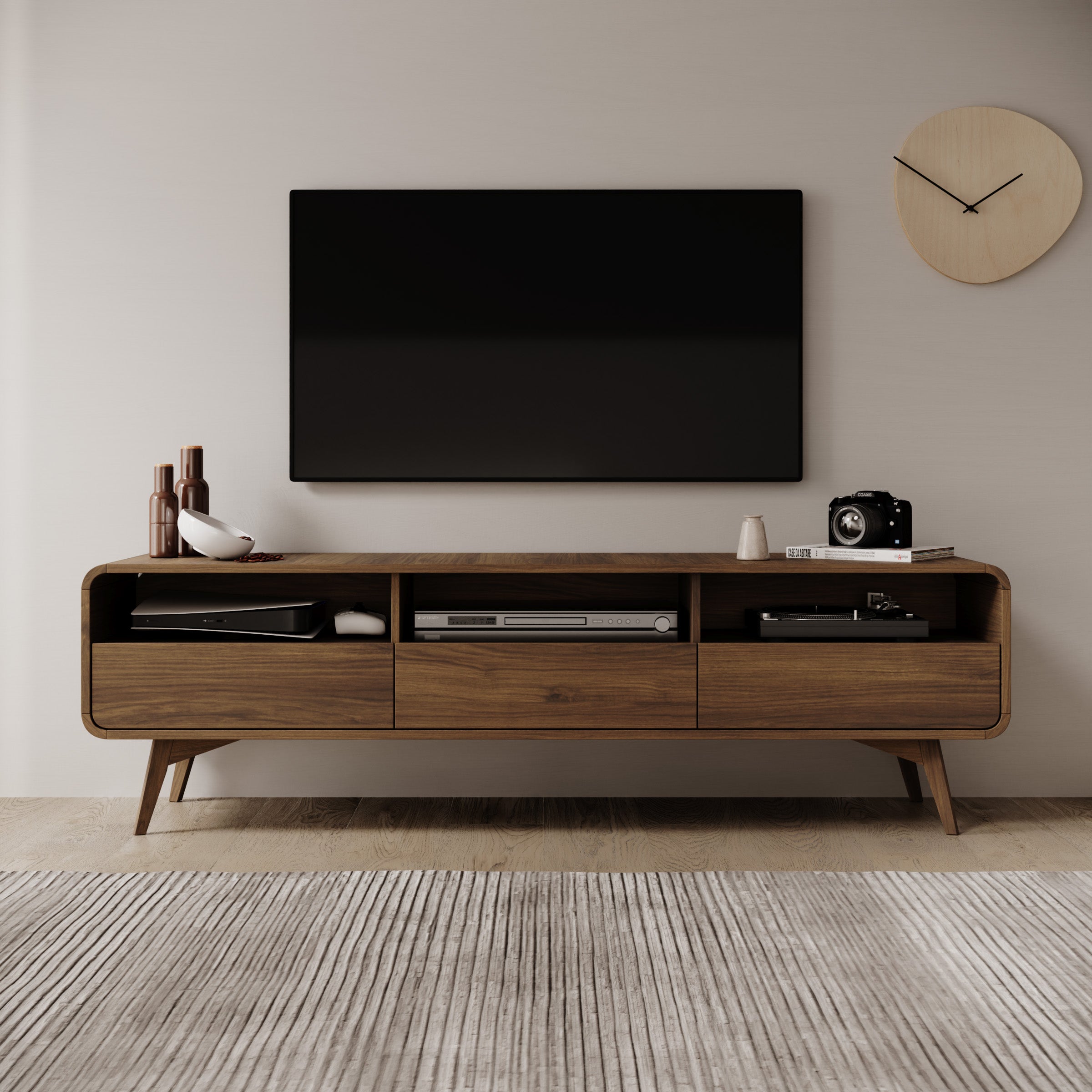 Hoshii - TV-Meubel - Walnootpatroon - 180x39x53 cm