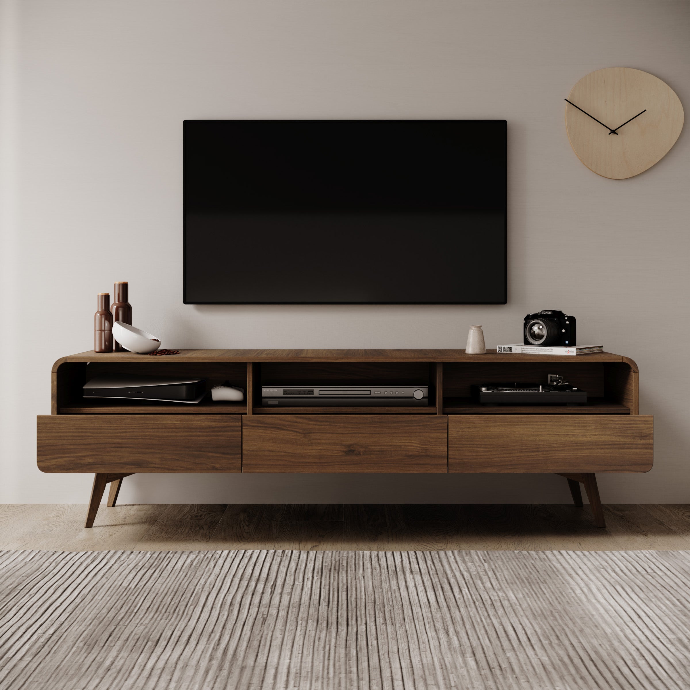 Hoshii - TV-Meubel - Walnootpatroon - 180x39x53 cm