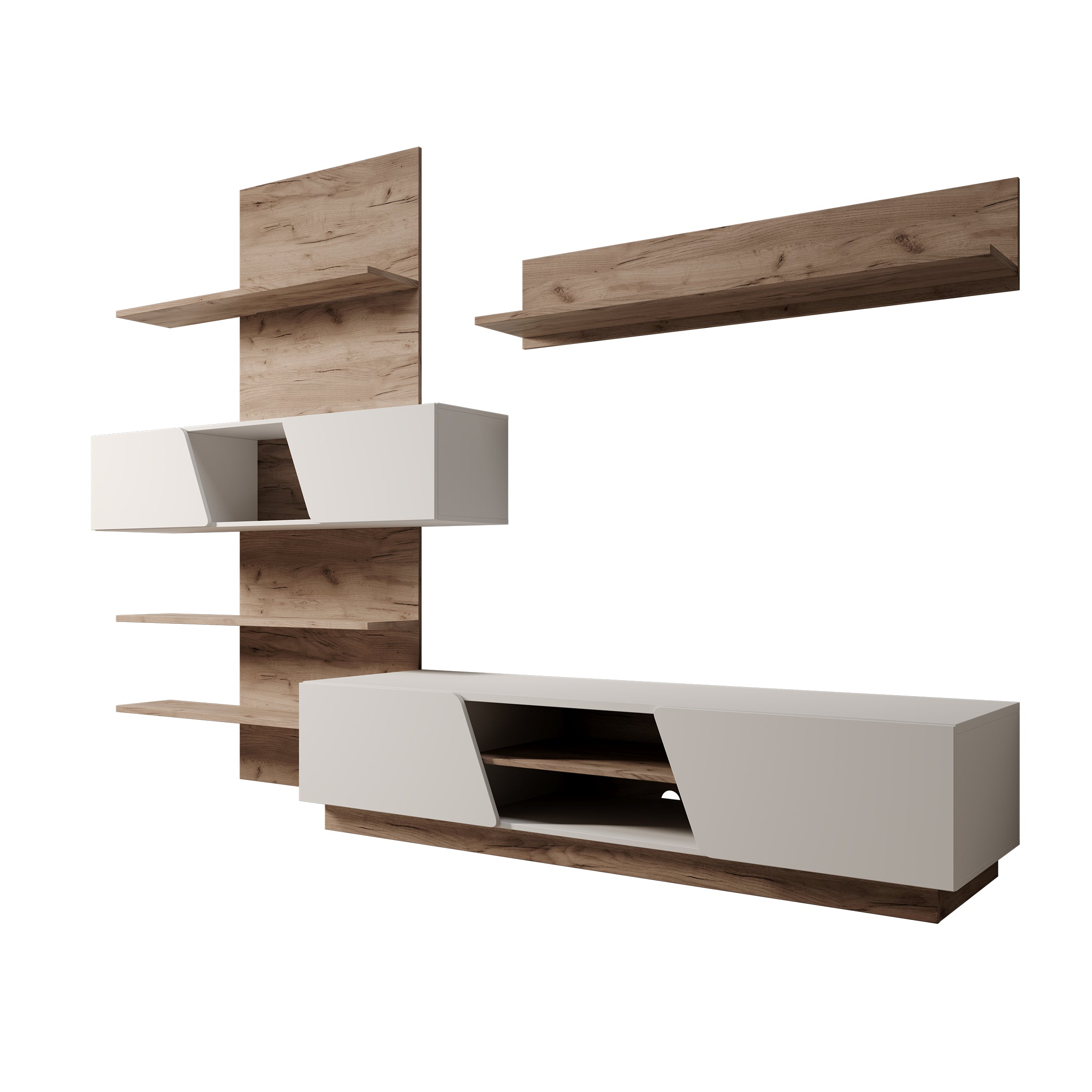 Huxley - Wandmeubel - Eikenpatroon/Wit - 296x52x203 cm