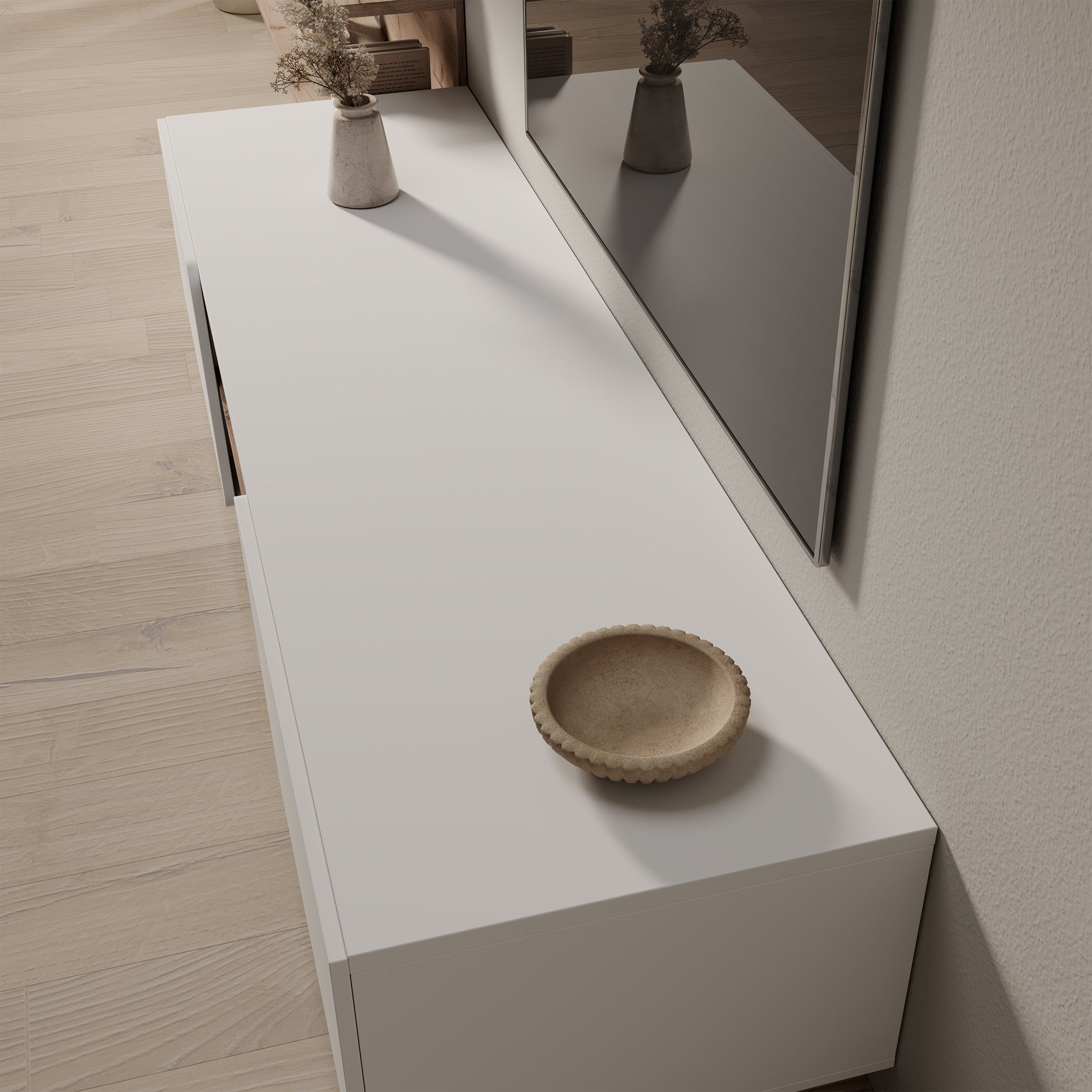 Huxley - Wandmeubel - Eikenpatroon/Wit - 296x52x203 cm