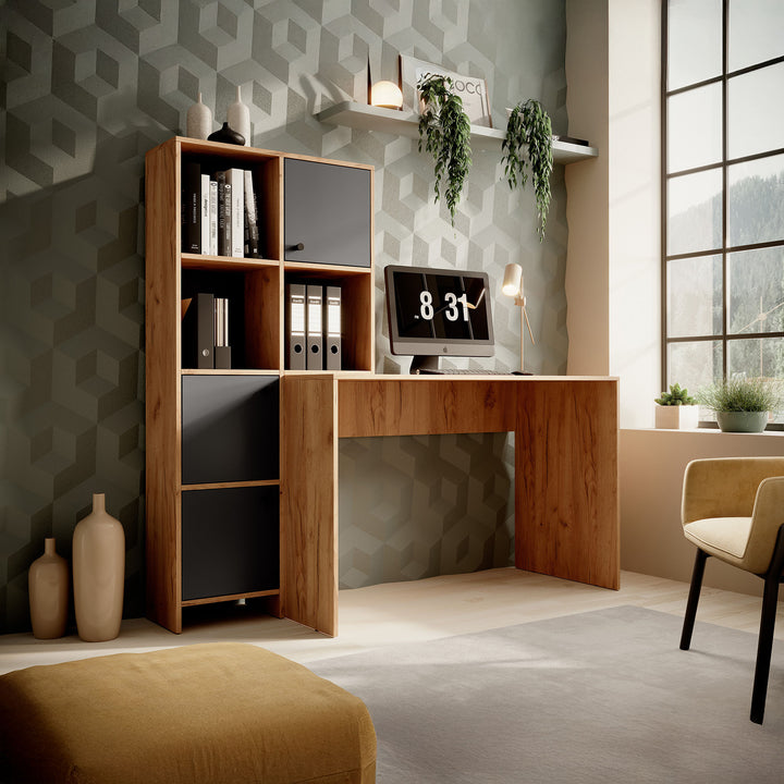 Hyatt - Bureau - Eiken/antraciet - 156x55 cm