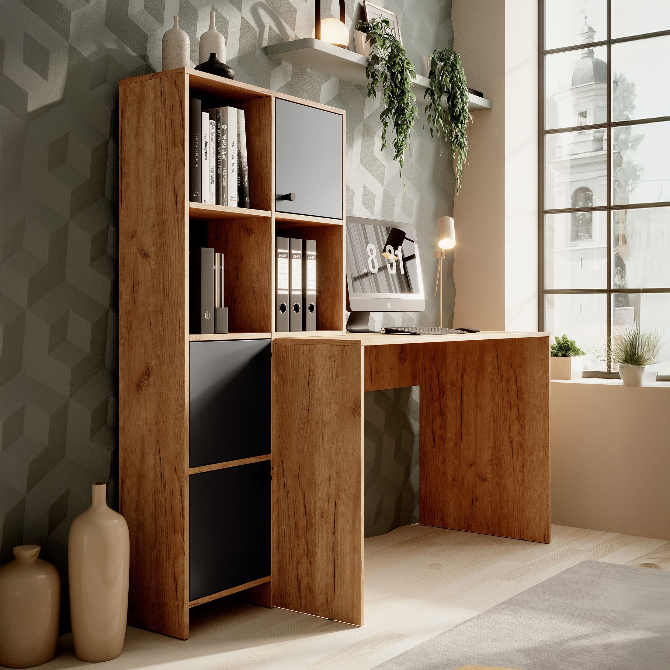 Hyatt - Bureau - Eiken/antraciet - 156x55 cm