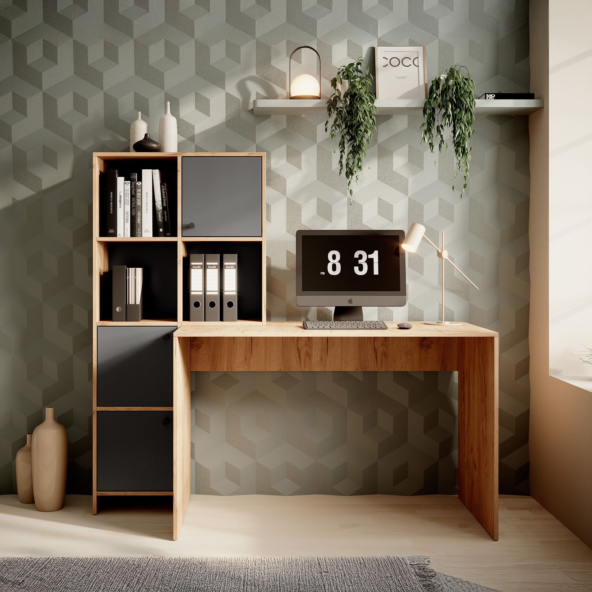 Hyatt - Bureau - Eiken/antraciet - 156x55 cm