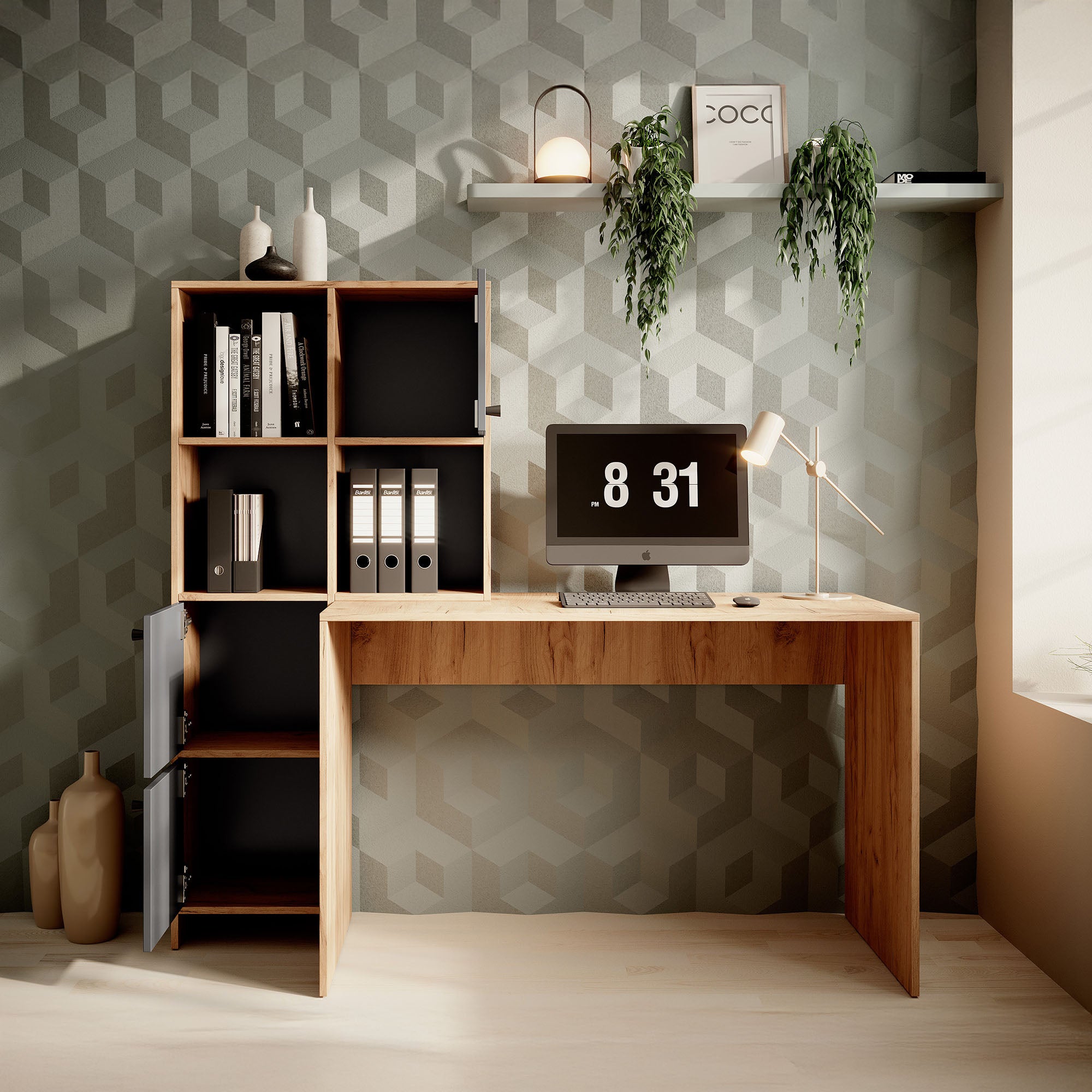 Hyatt - Bureau - Eiken/antraciet - 156x55 cm