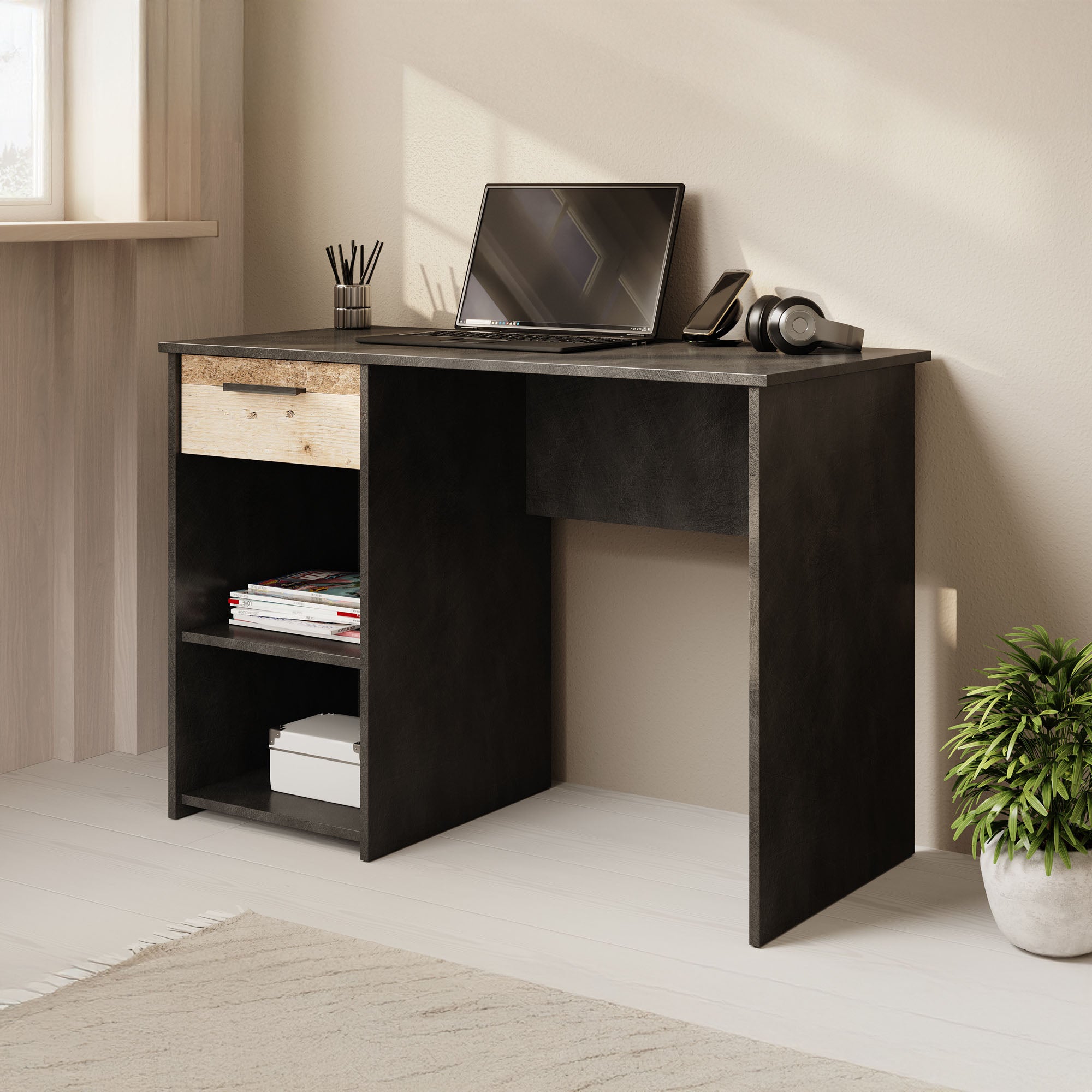 Hyatt - Bureau - Eiken/wit - 156x55 cm