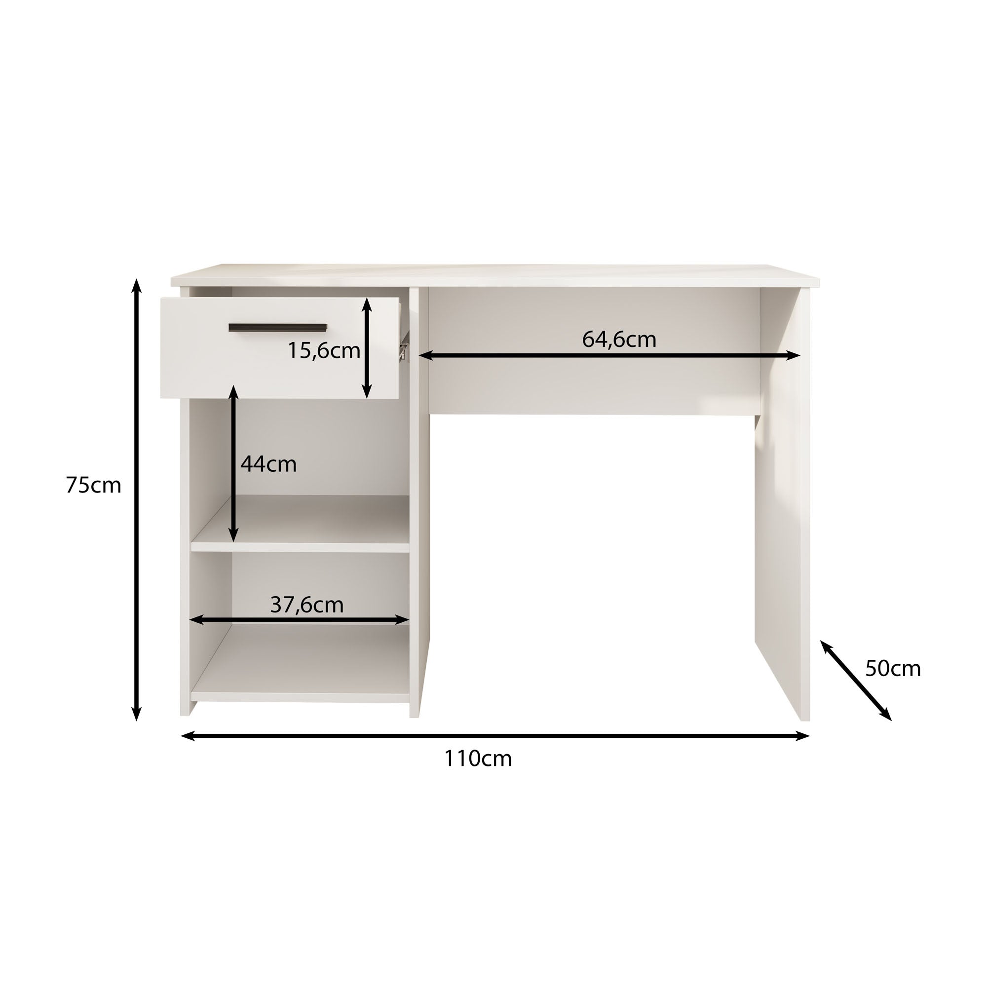 Hyatt - Bureau - Eiken/wit - 156x55 cm