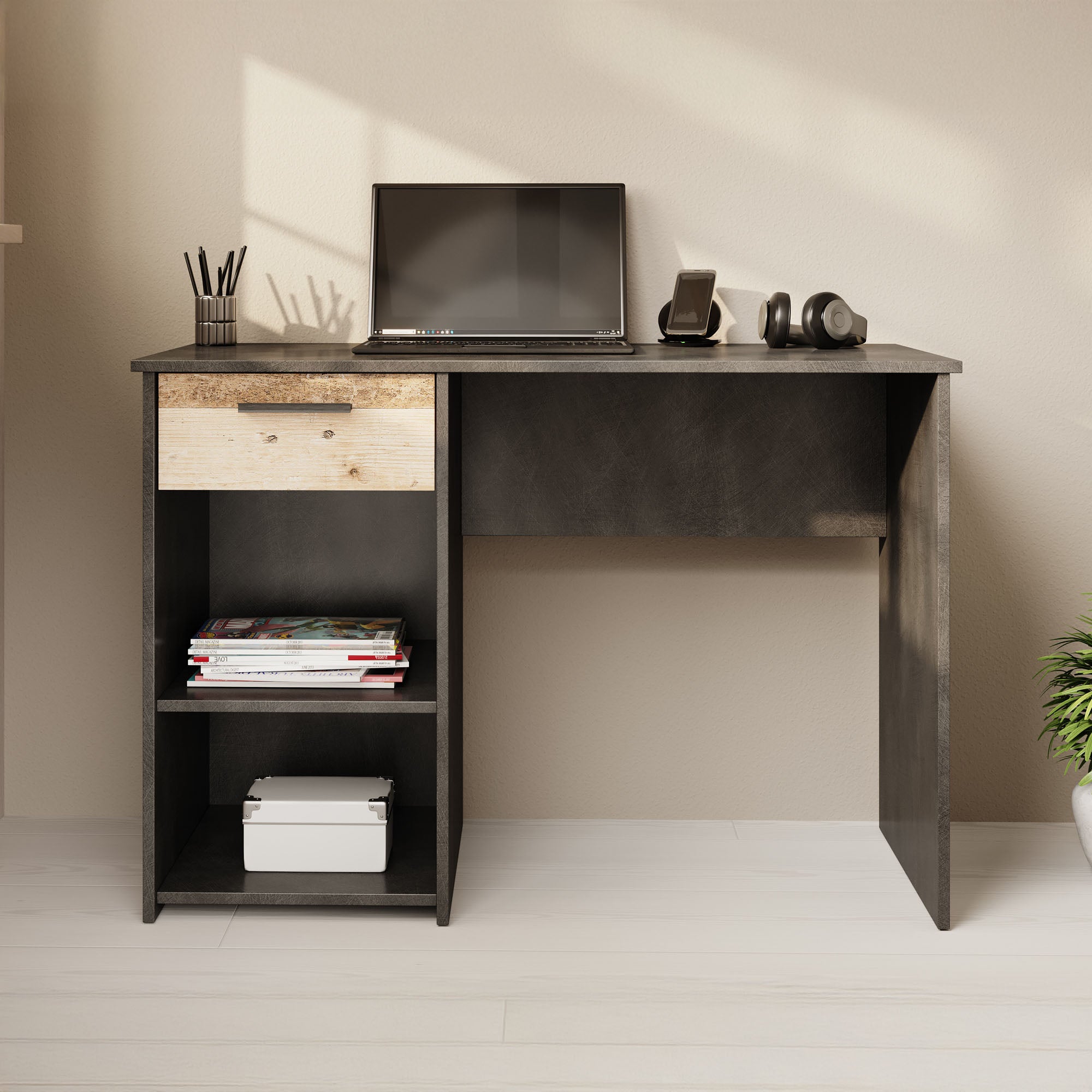 Hyatt - Bureau - Eiken/wit - 156x55 cm