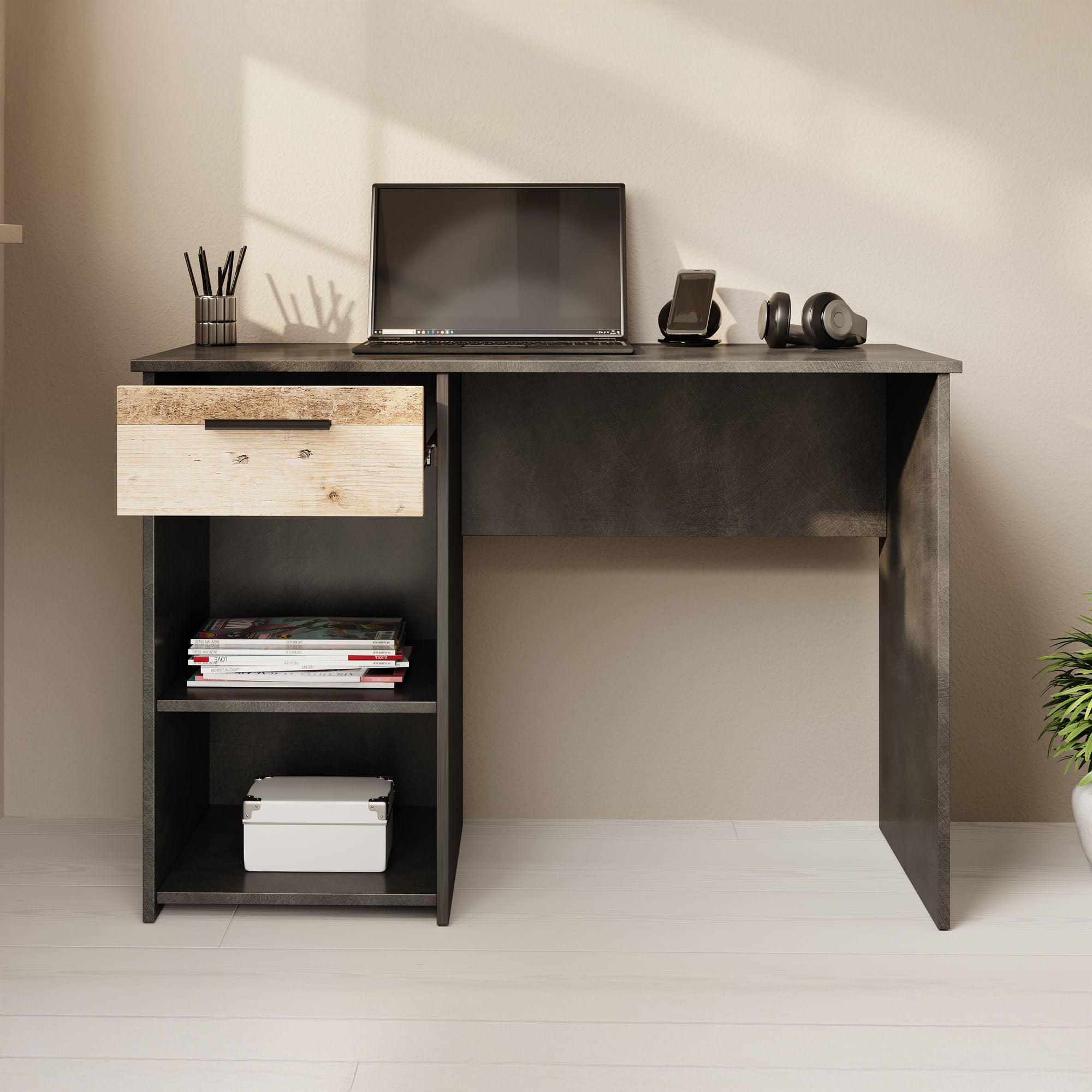 Hyatt - Bureau - Eiken/wit - 156x55 cm