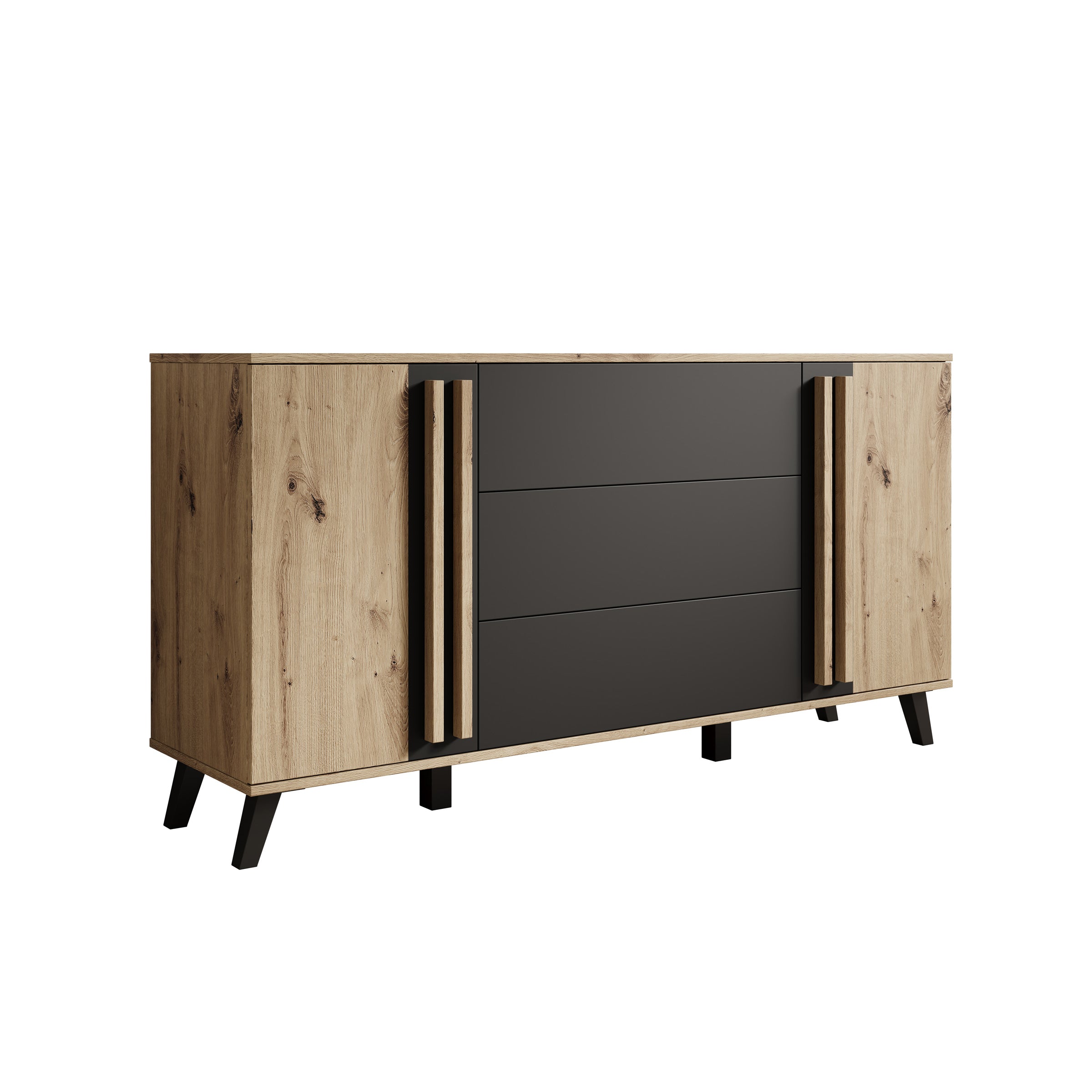 Hydra - Dressoir - Eiken/Zwart - 150x40x78 cm